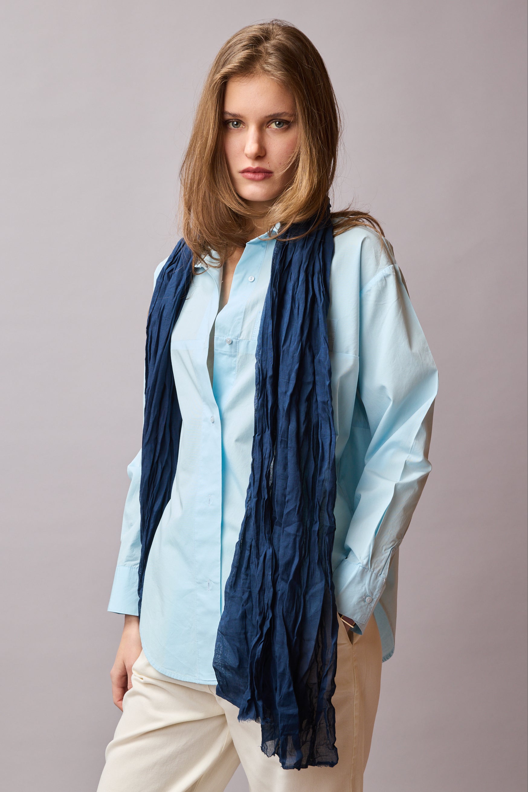 Oxford Blue Organik Pamuk Handmade Şal