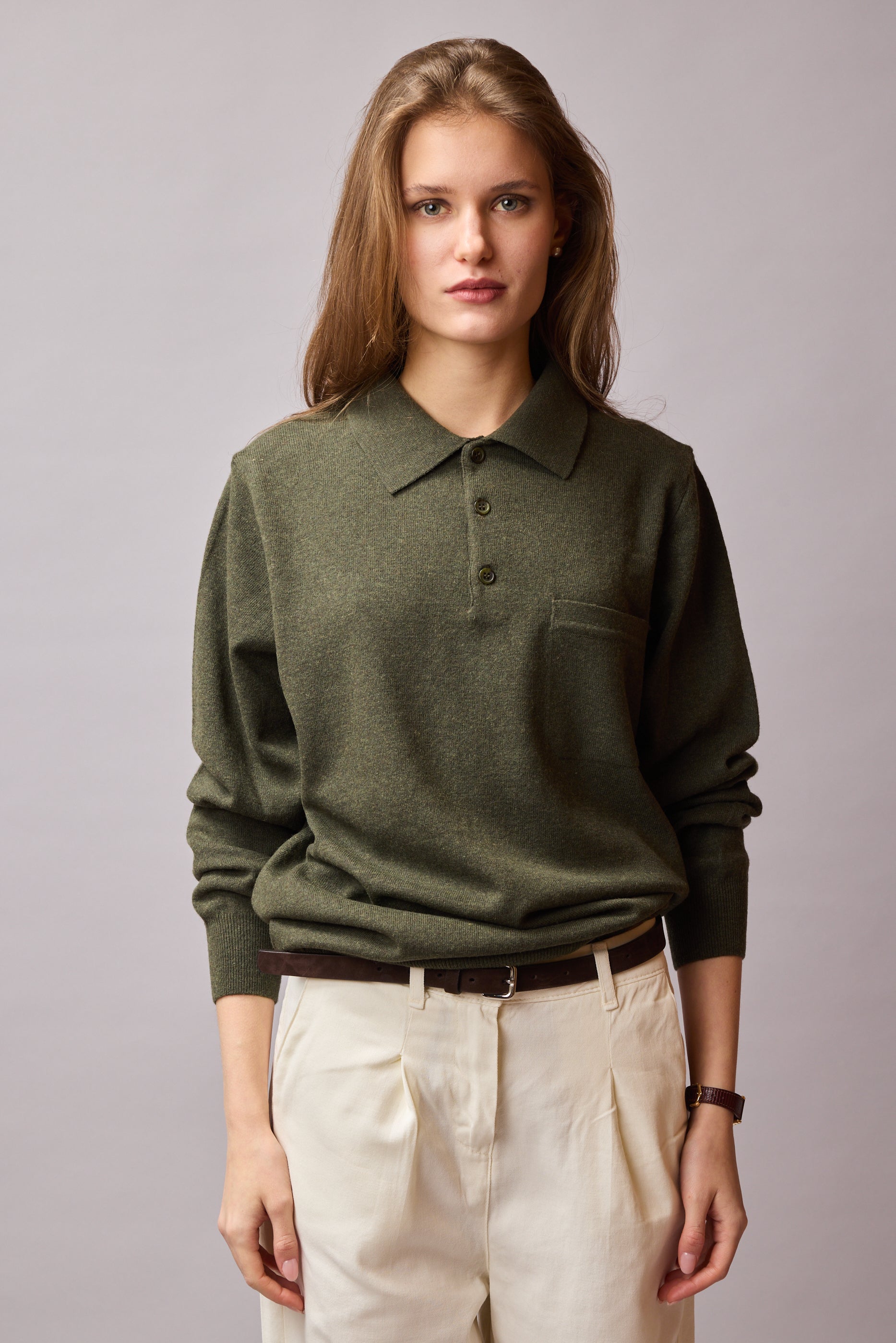 YÜN POLO YAKA UNISEX KAZAK HAKİ