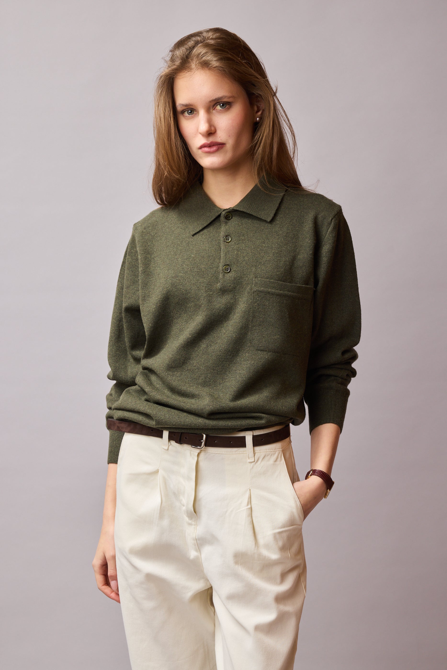 YÜN POLO YAKA UNISEX KAZAK HAKİ