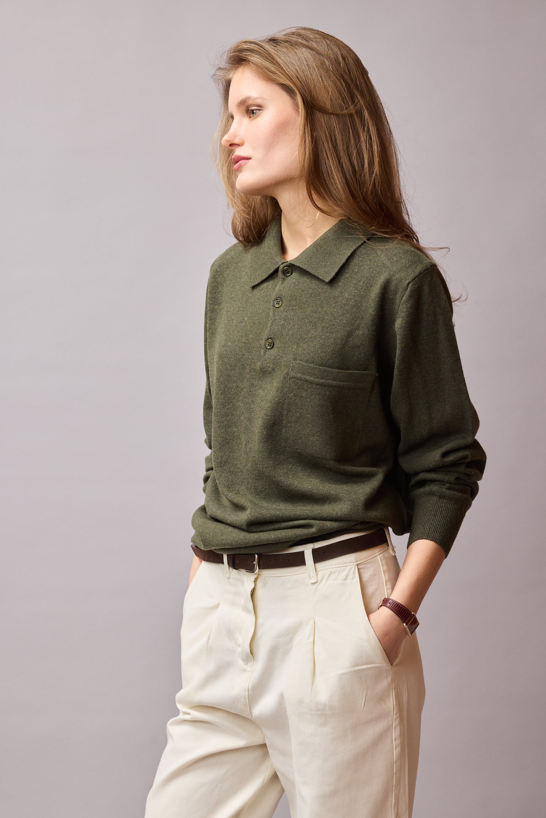YÜN POLO YAKA UNISEX KAZAK HAKİ