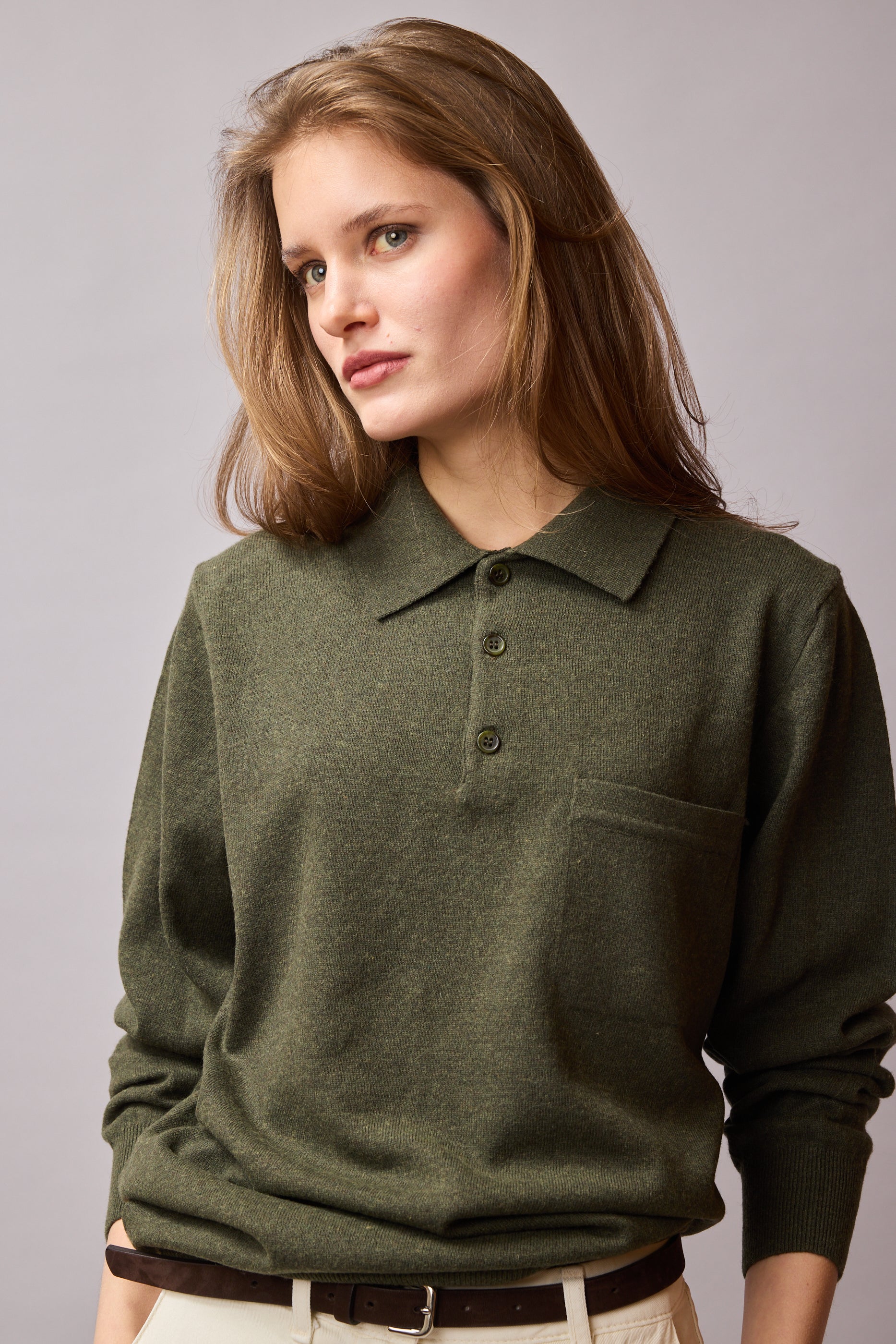 YÜN POLO YAKA UNISEX KAZAK HAKİ
