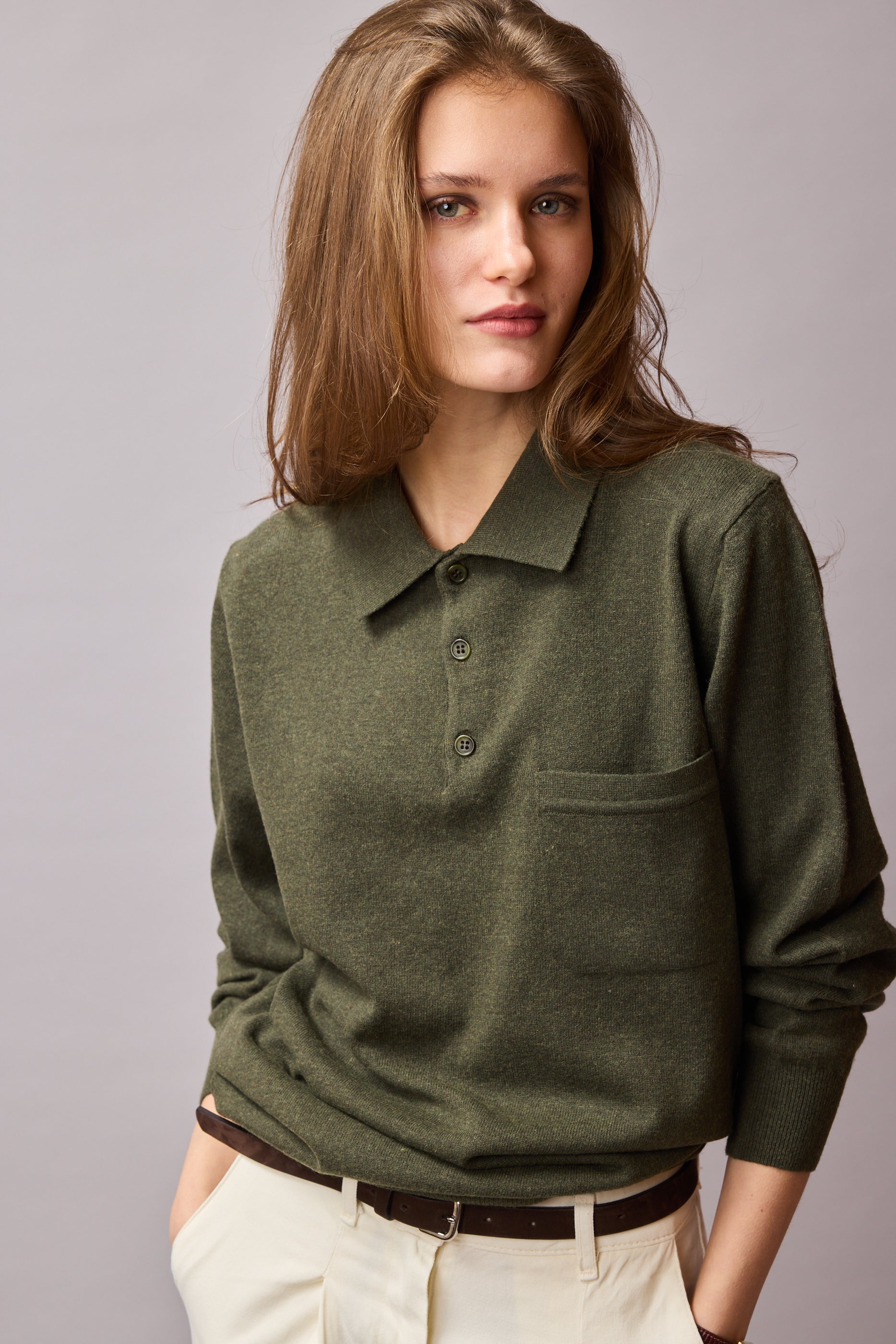 YÜN POLO YAKA UNISEX KAZAK HAKİ