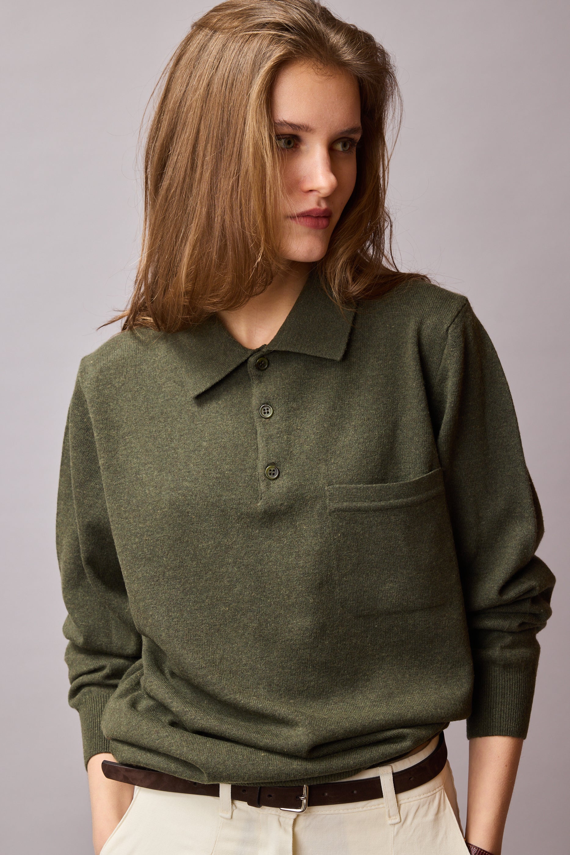 YÜN POLO YAKA UNISEX KAZAK HAKİ