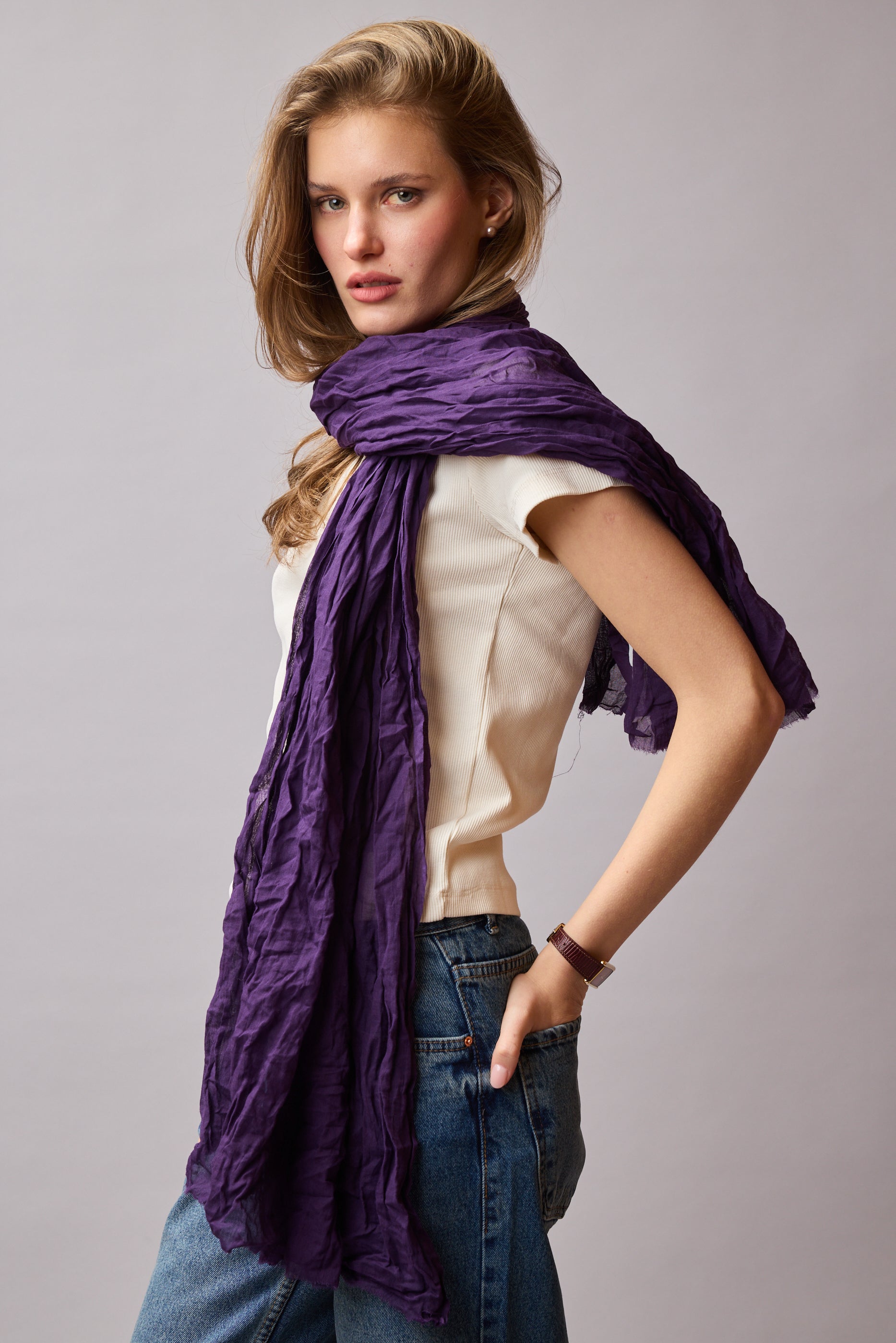 Violette Organik Pamuk Handmade Şal