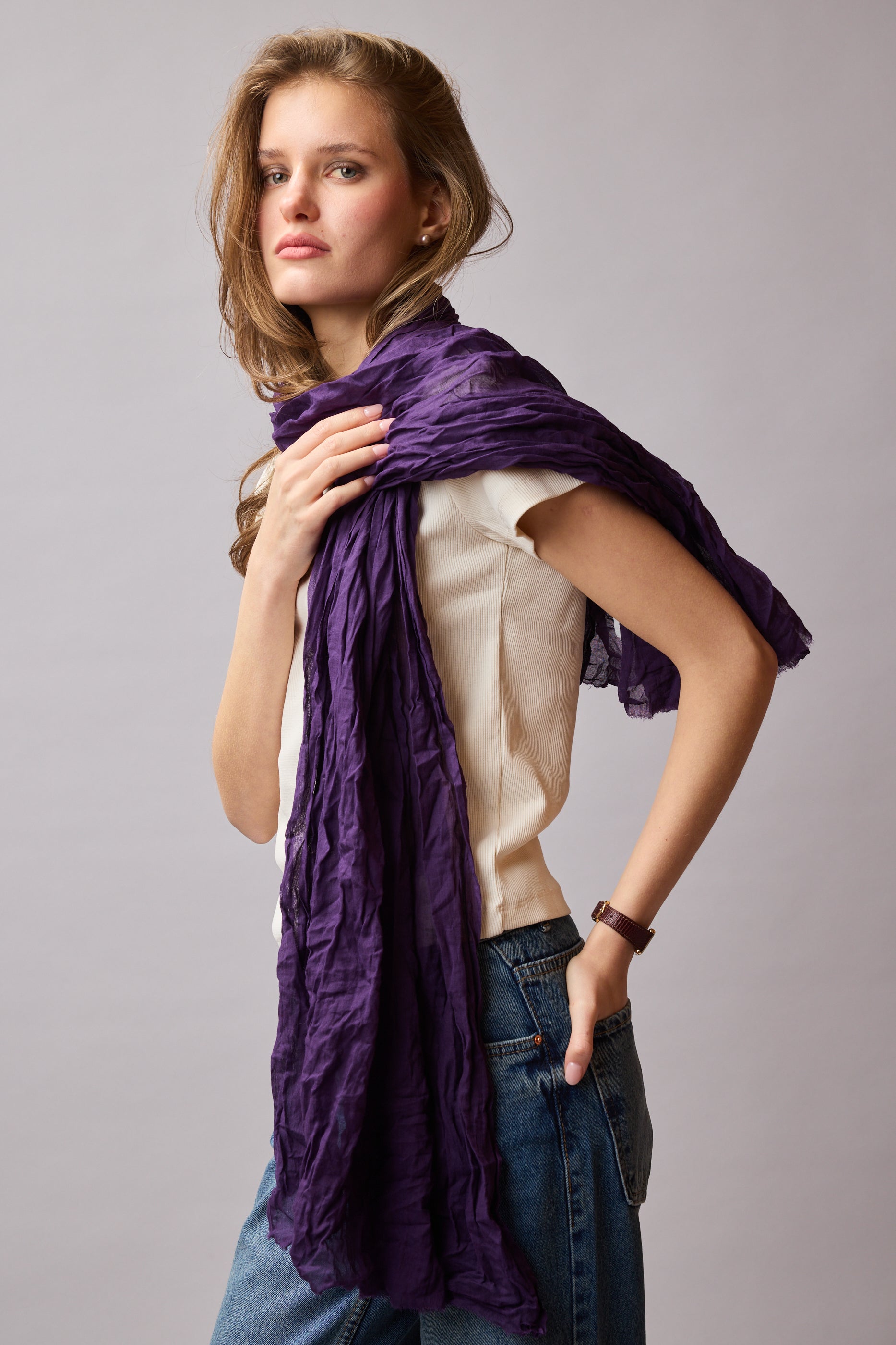 Violette Organik Pamuk Handmade Şal