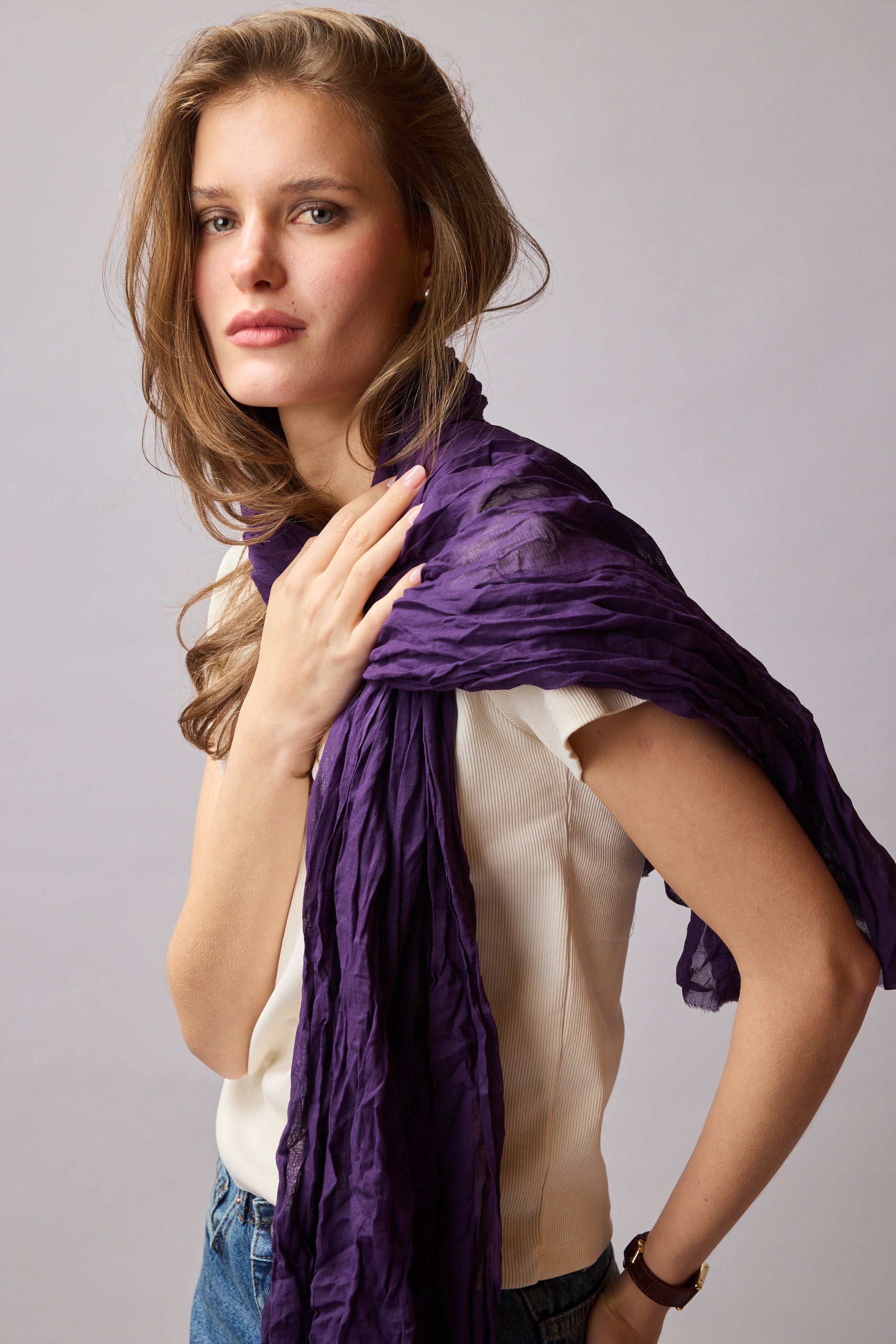 Violette Organik Pamuk Handmade Şal