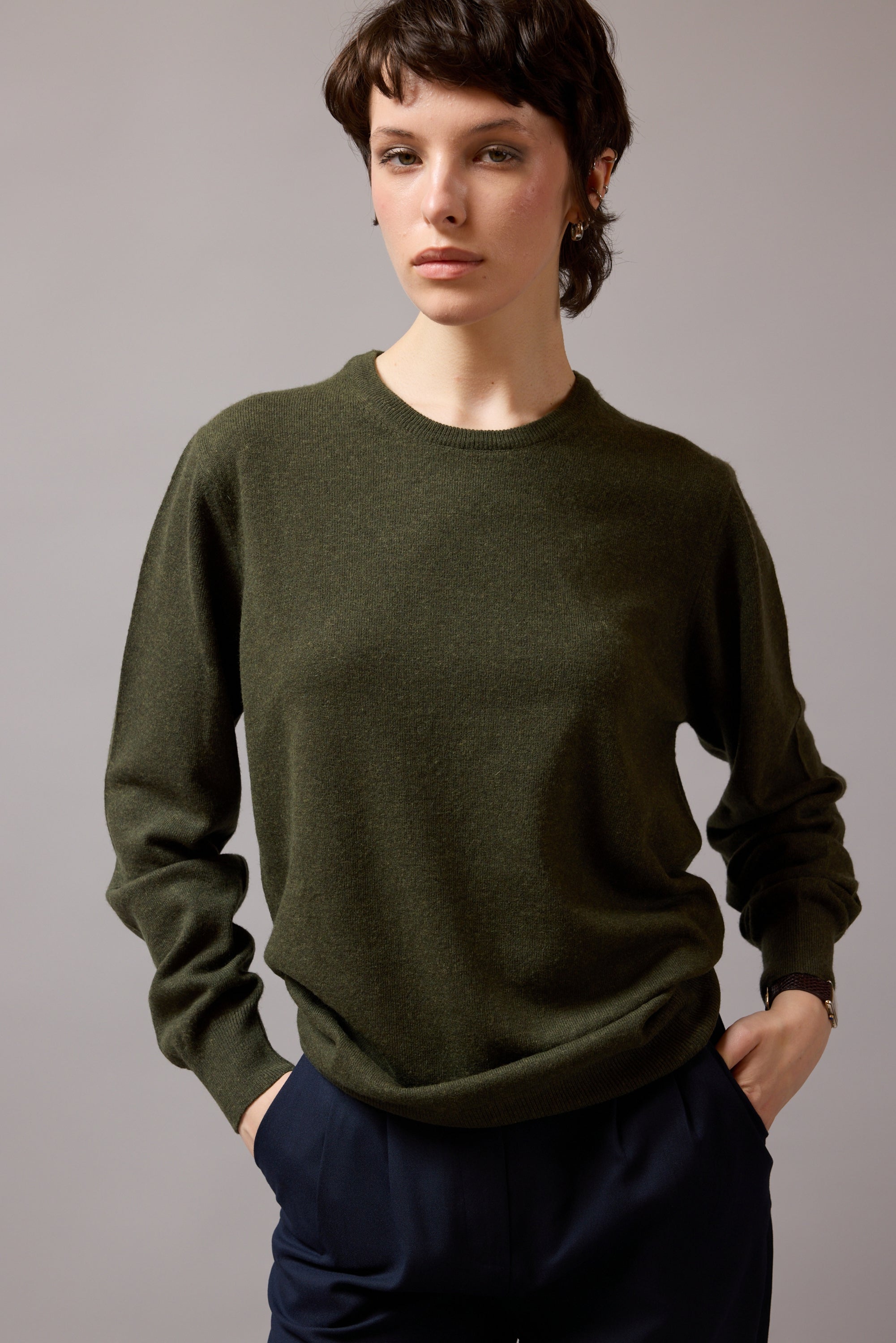 YÜN BİSİKLET YAKA UNISEX KAZAK HAKİ