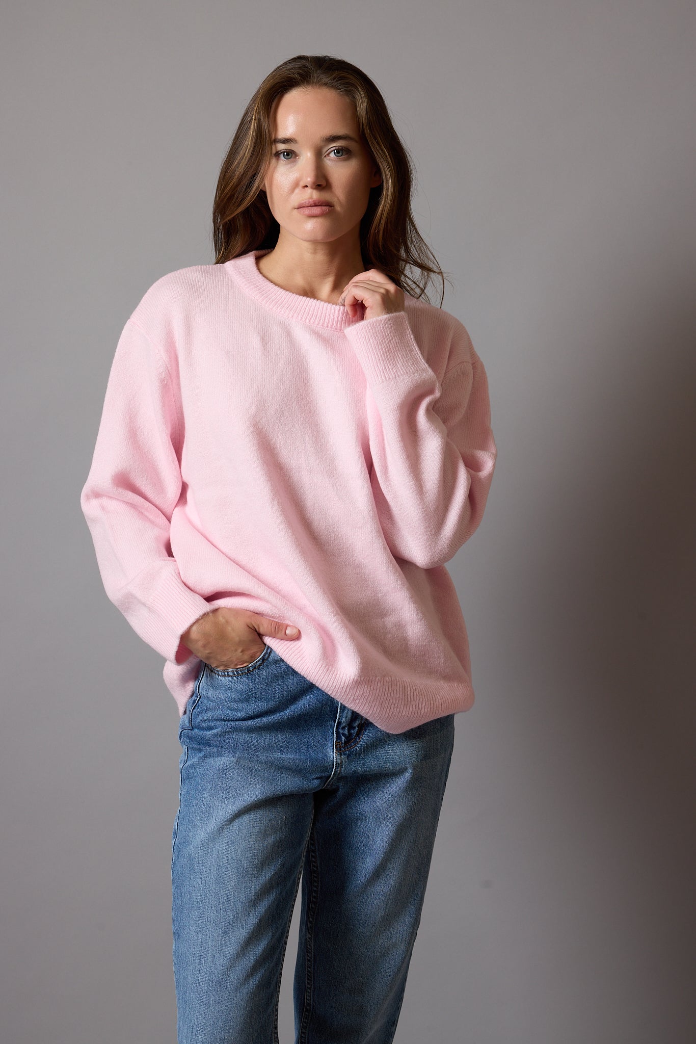 OVERSIZE CREW NECK SWEATER CREAM