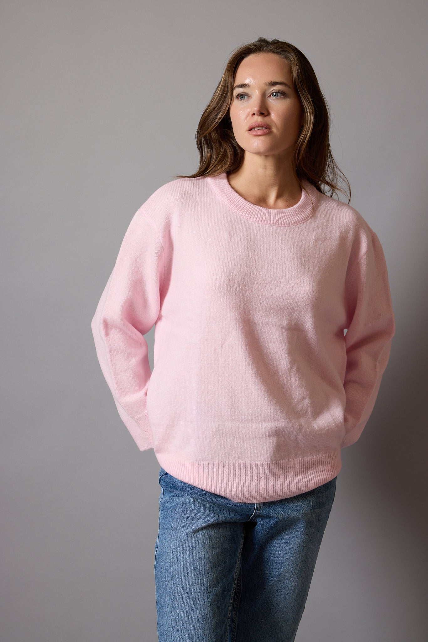 OVERSIZE CREW NECK SWEATER CREAM