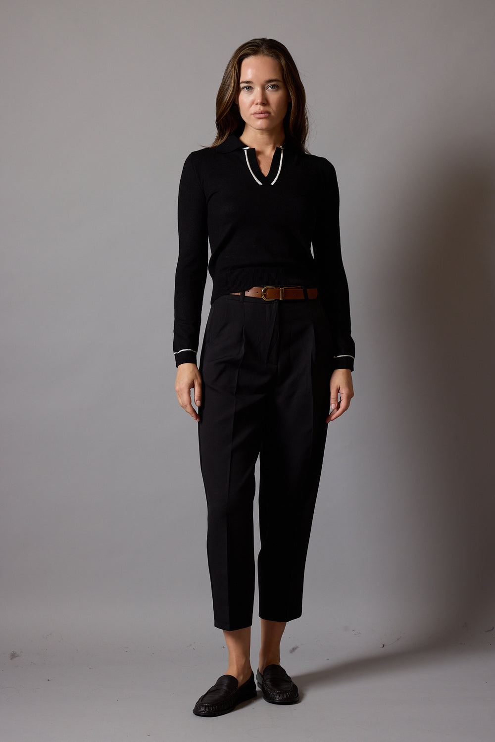PILELI PALAZZO PANTOLON CARROT FIT SİYAH