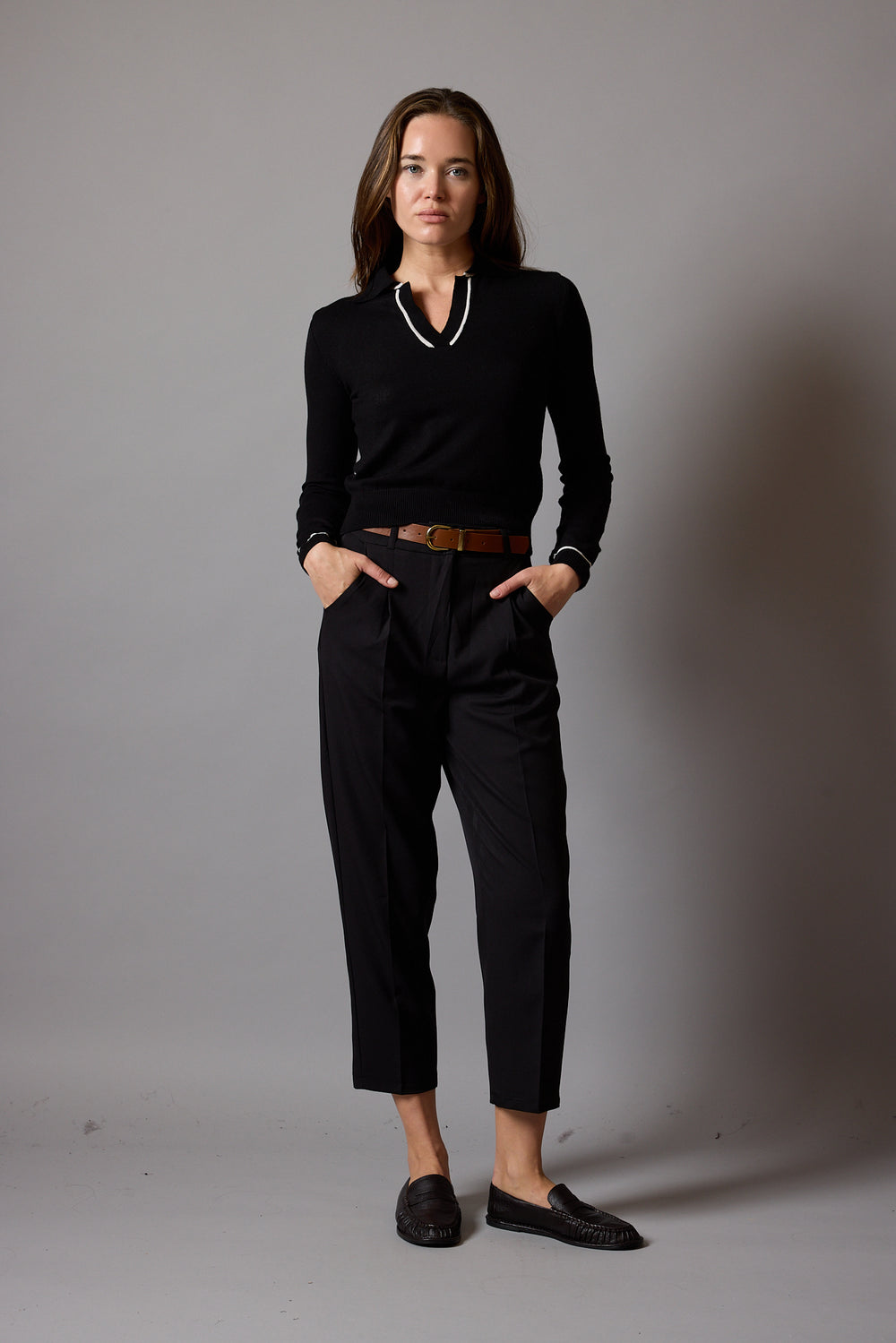 PILELI PALAZZO PANTOLON CARROT FIT SİYAH