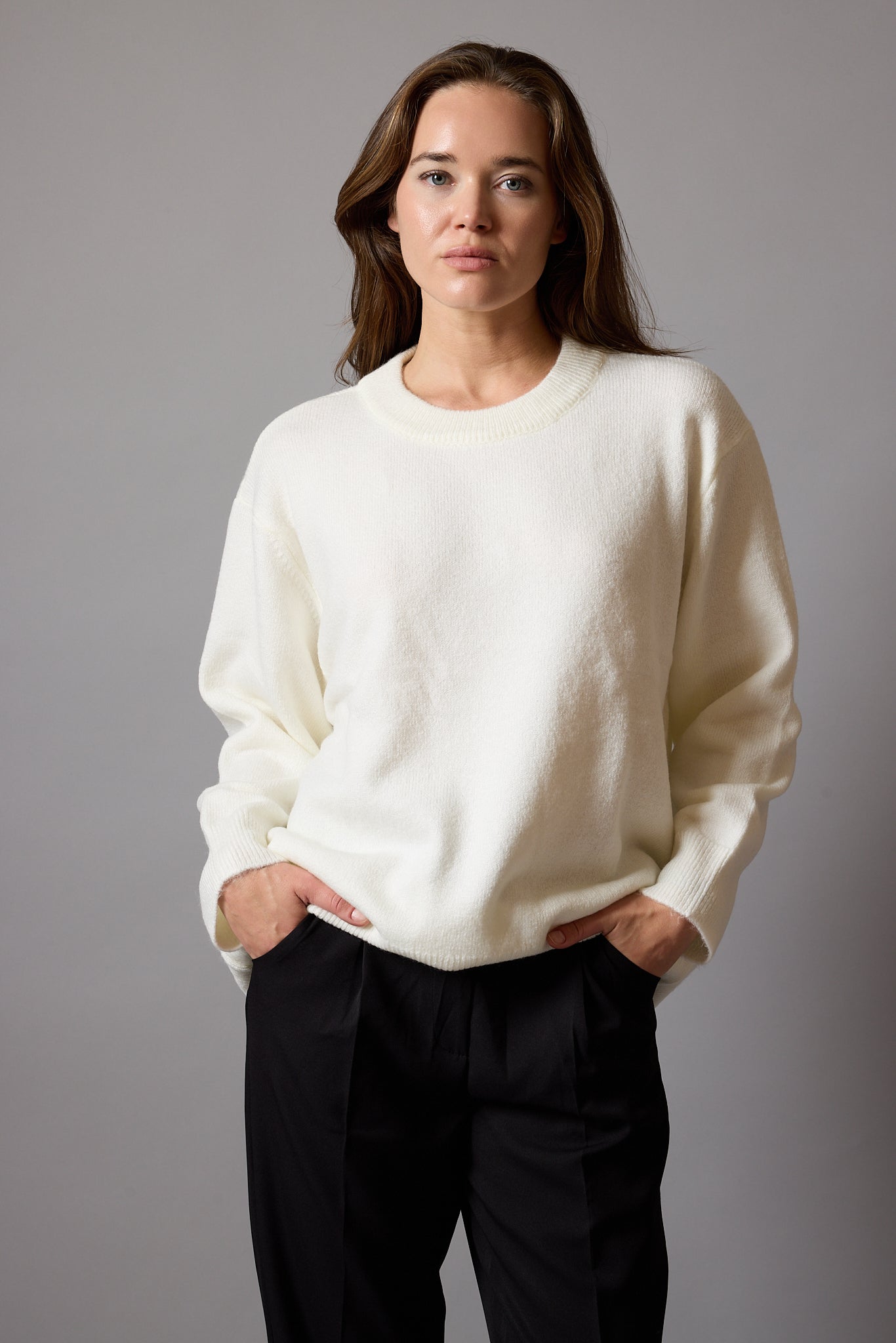 OVERSIZE BISIKLET YAKA KAZAK KREM