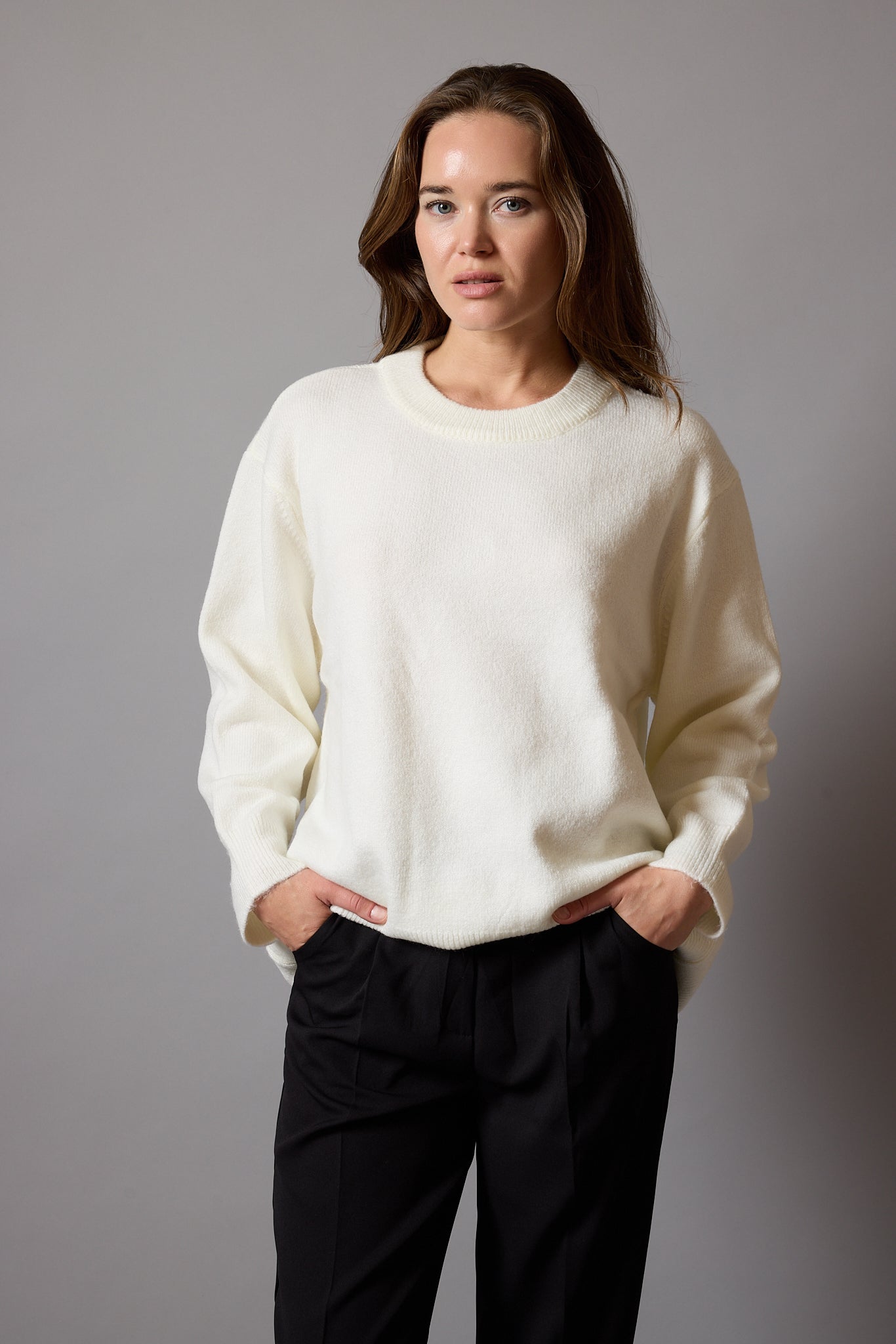 OVERSIZE BISIKLET YAKA KAZAK KREM