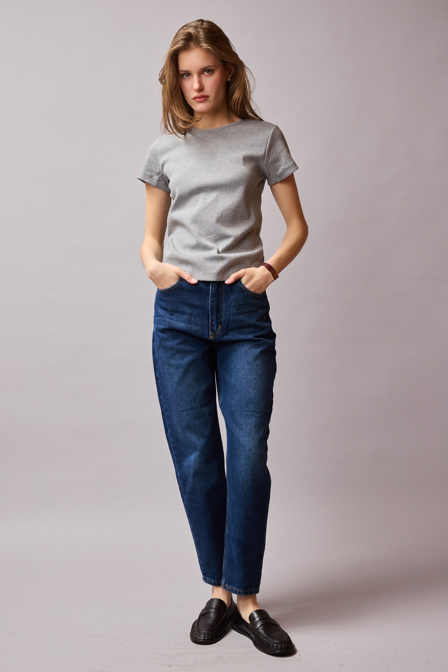 STRAIGHT FIT YÜKSEK BEL MOM JEAN BLUE