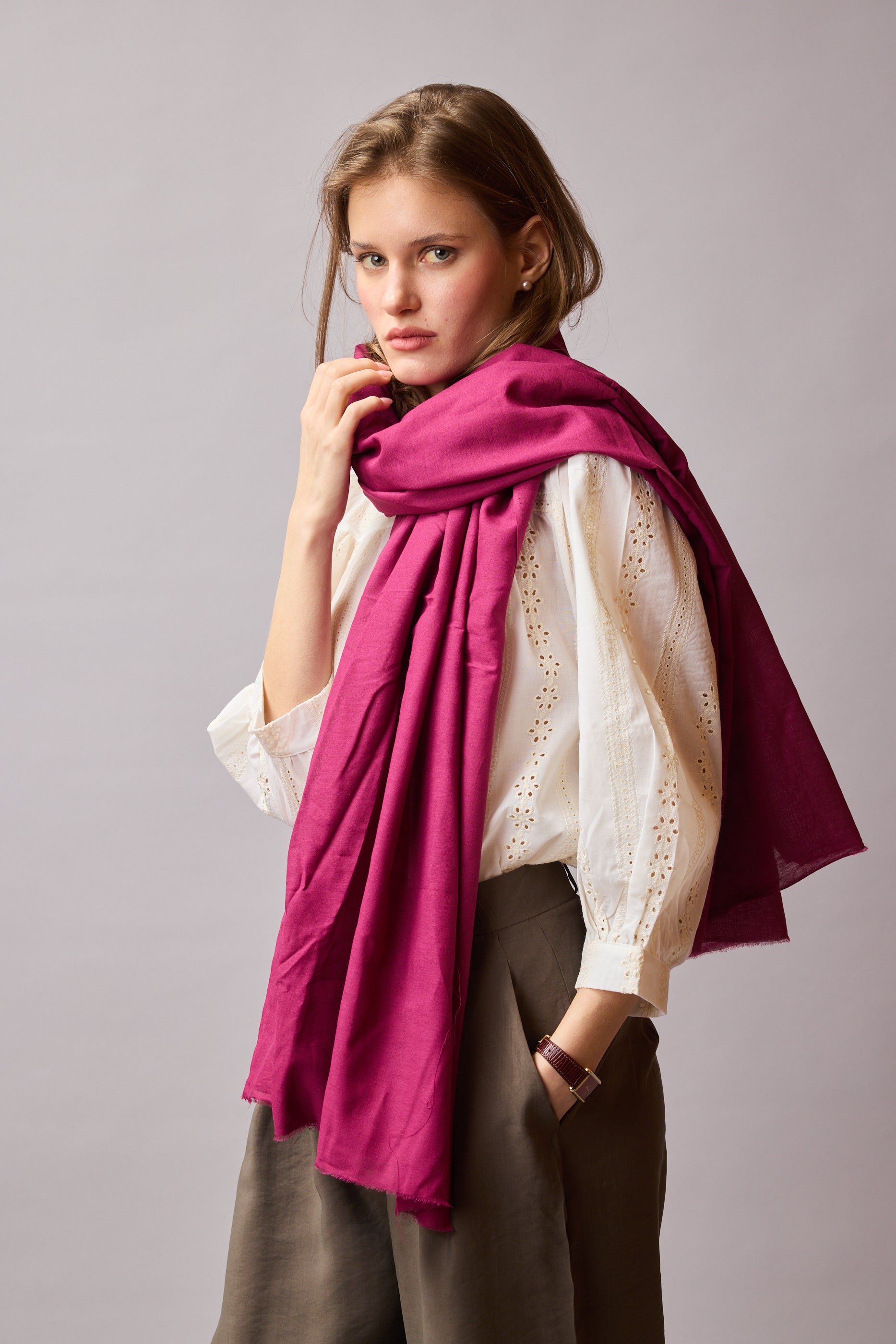 FRAMBOISE ORGANİK PAMUK HANDMADE ŞAL