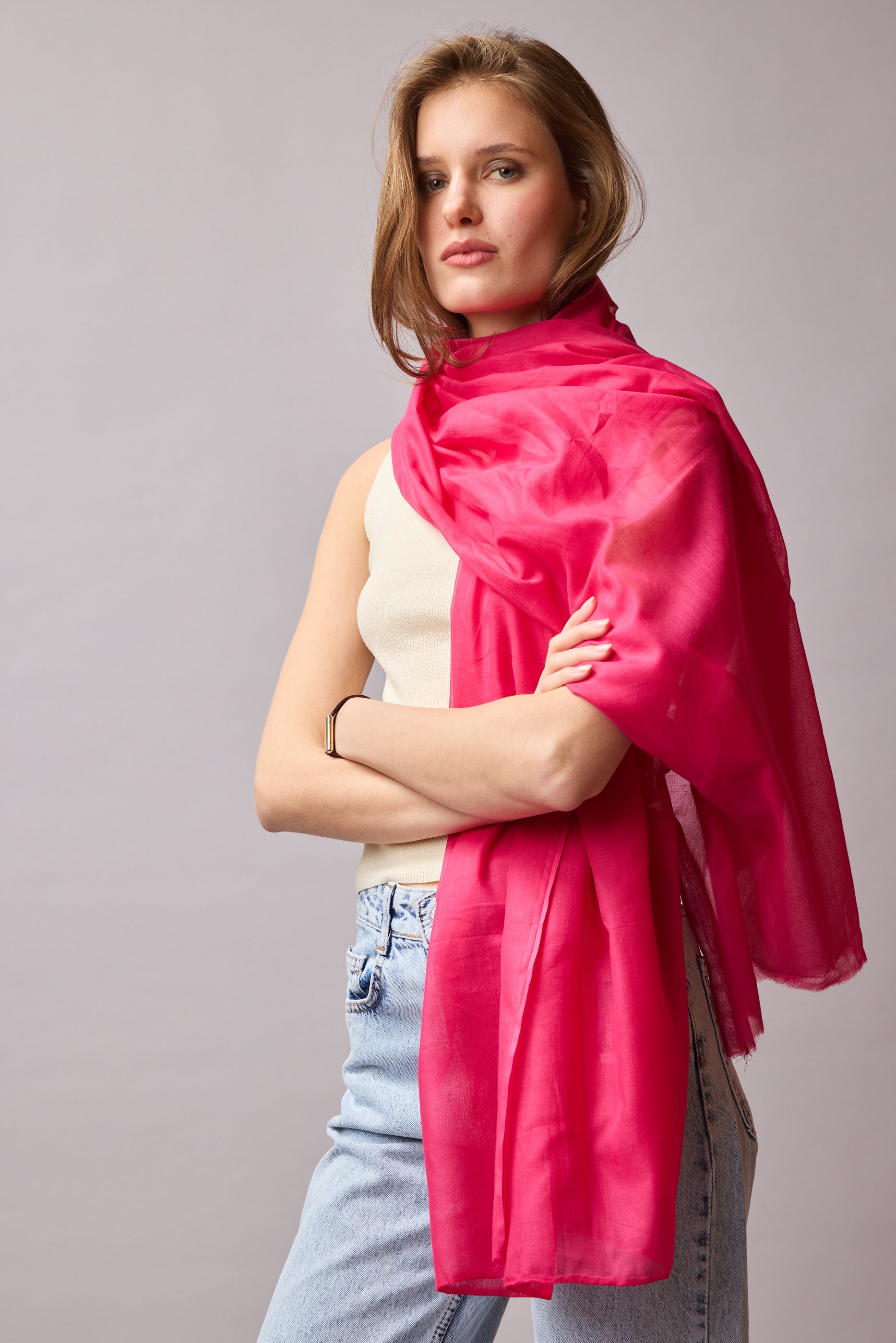 Cherry Pink Ultra Hafif Pareo - Şal