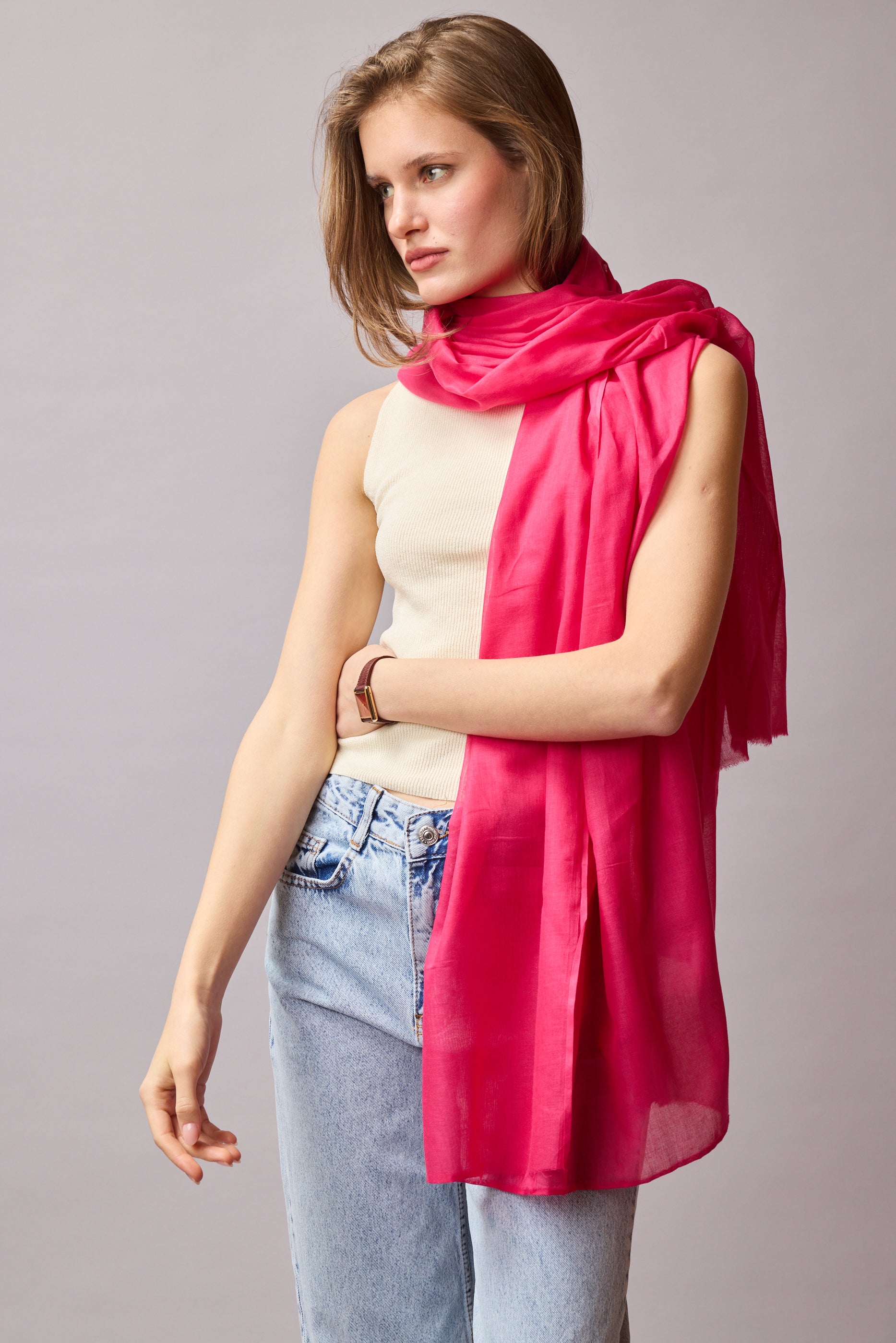 Cherry Pink Ultra Hafif Pareo - Şal