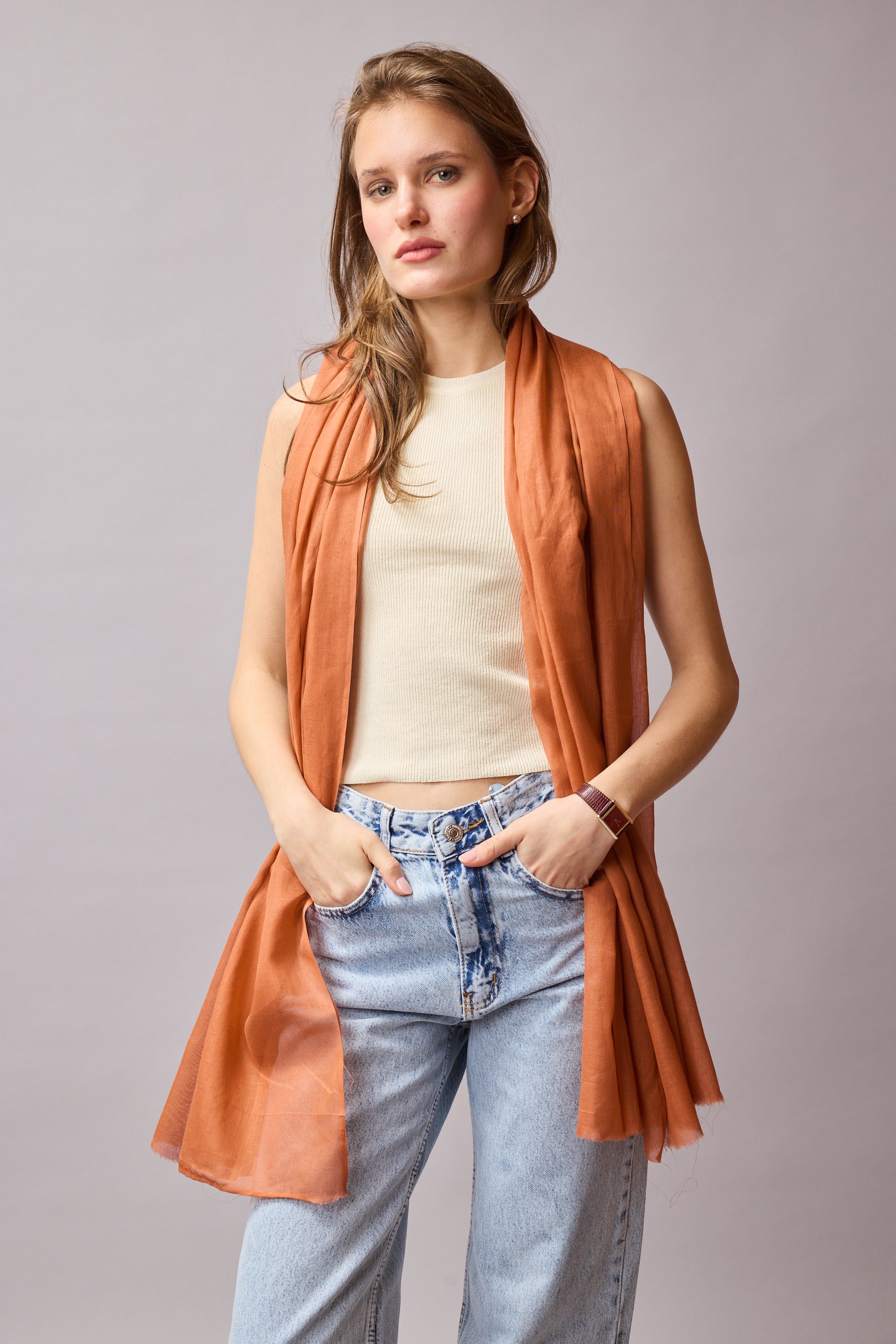 Orange Blossom Organik Pamuk Handmade Şal