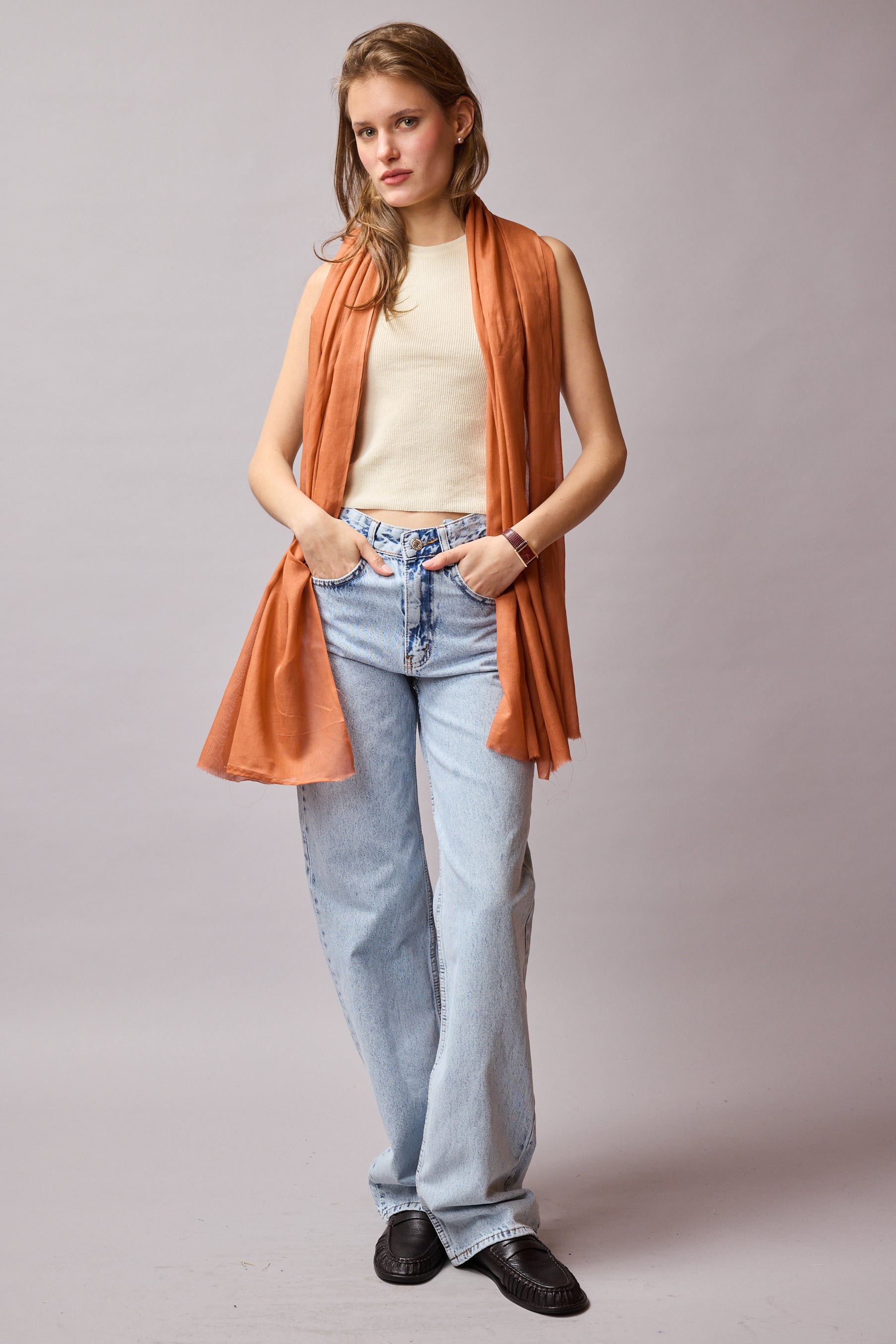 Orange Blossom Organik Pamuk Handmade Şal