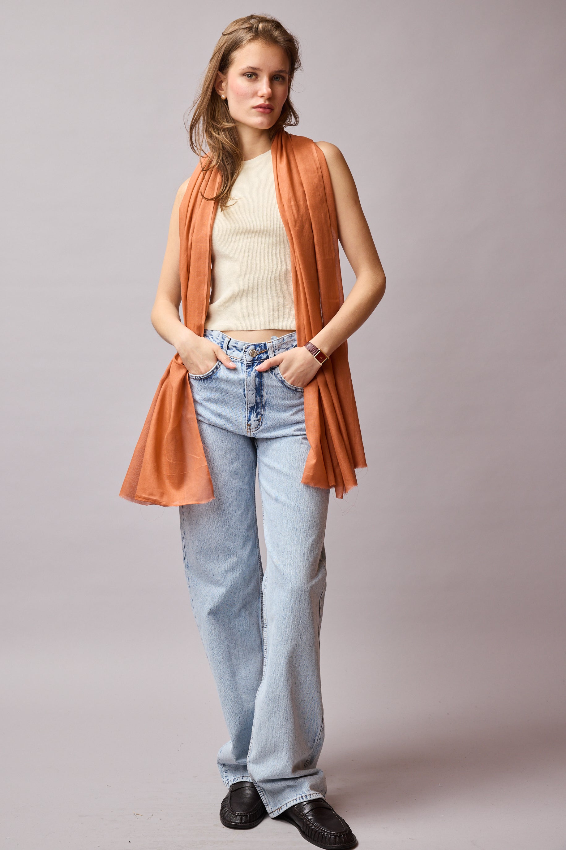 Orange Blossom Organik Pamuk Handmade Şal