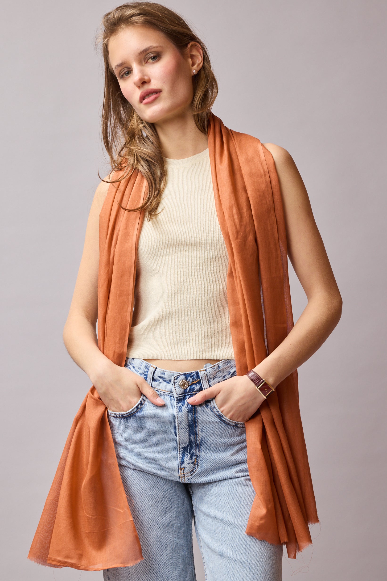 Orange Blossom Organik Pamuk Handmade Şal