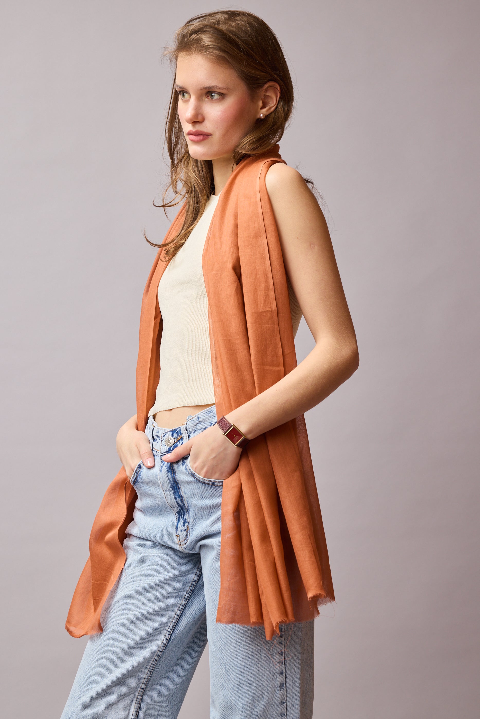 Orange Blossom Organik Pamuk Handmade Şal