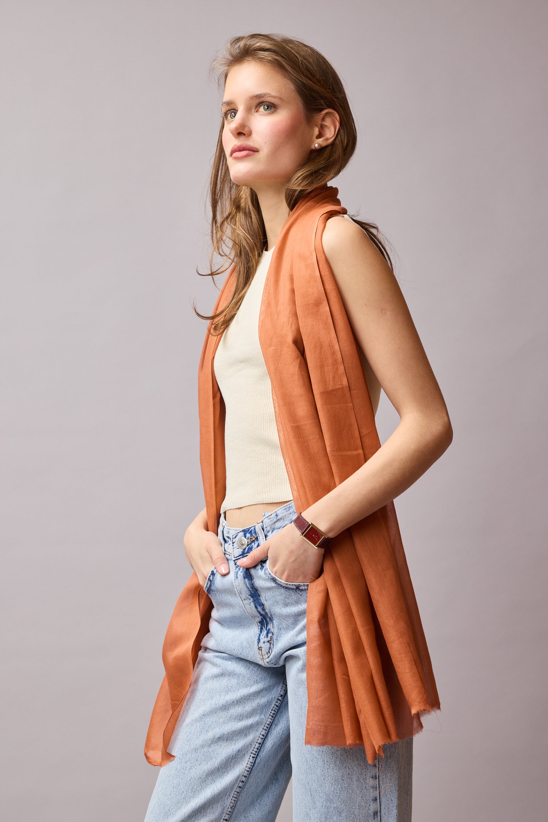 Orange Blossom Organik Pamuk Handmade Şal