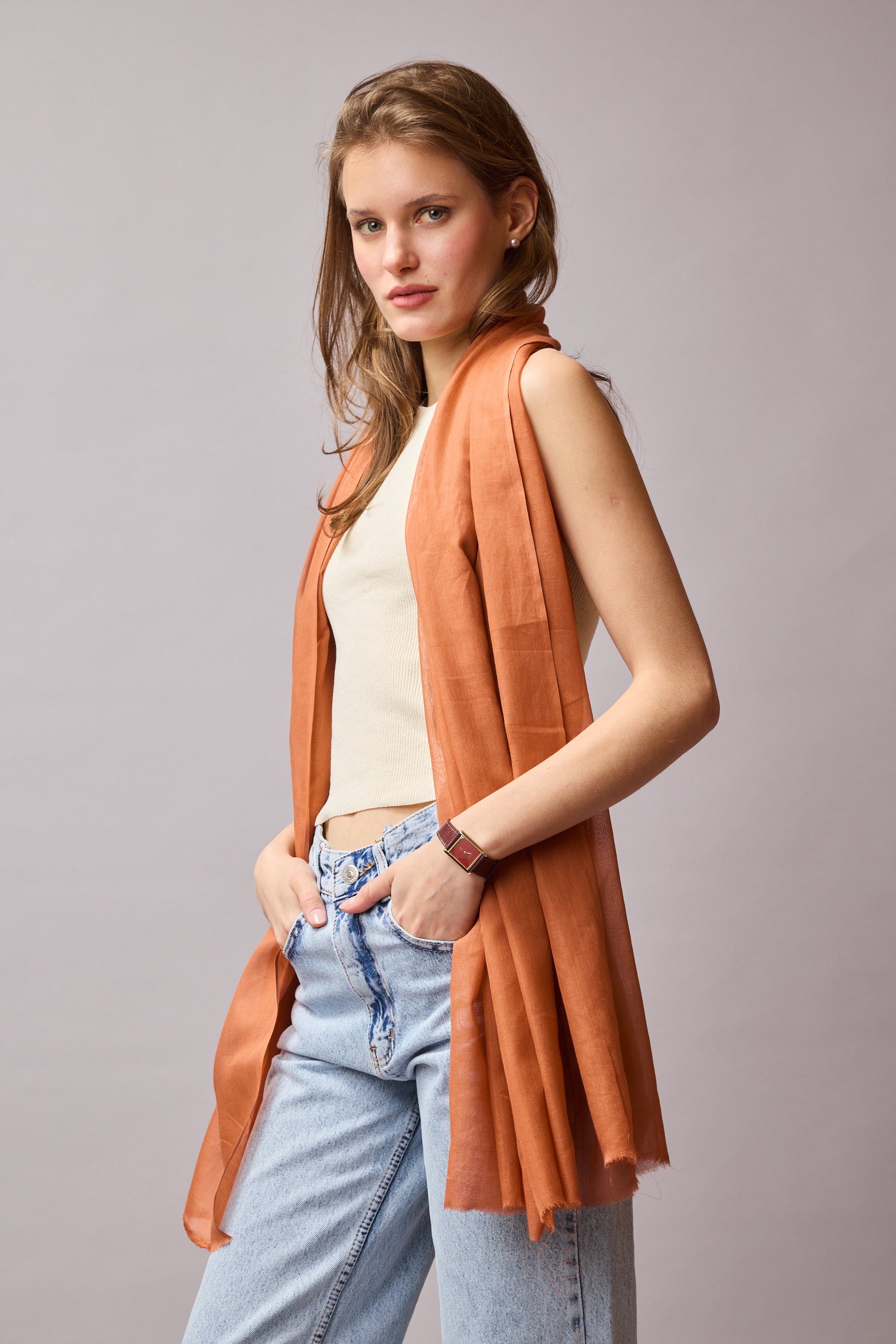 Orange Blossom Organik Pamuk Handmade Şal
