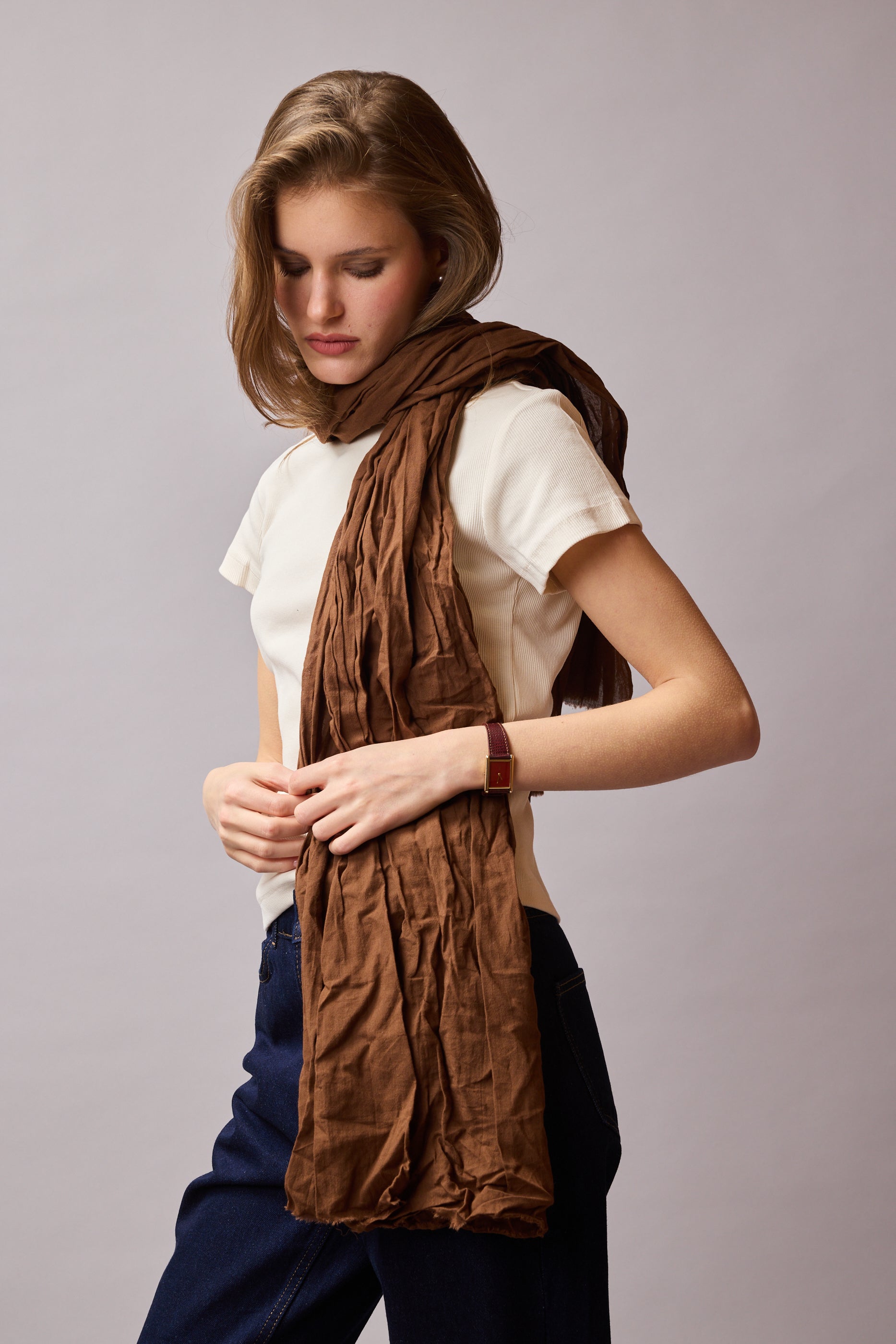 Autumn Coffee Organik Pamuk Handmade Şal