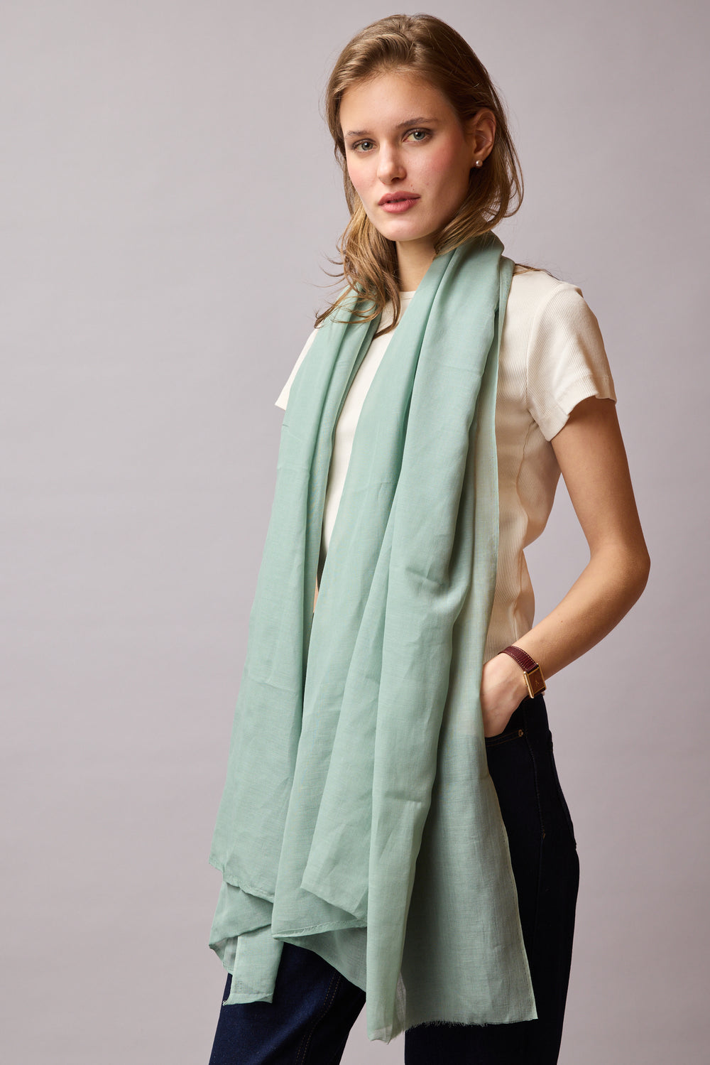 Mint Organic Cotton Handmade Shawl