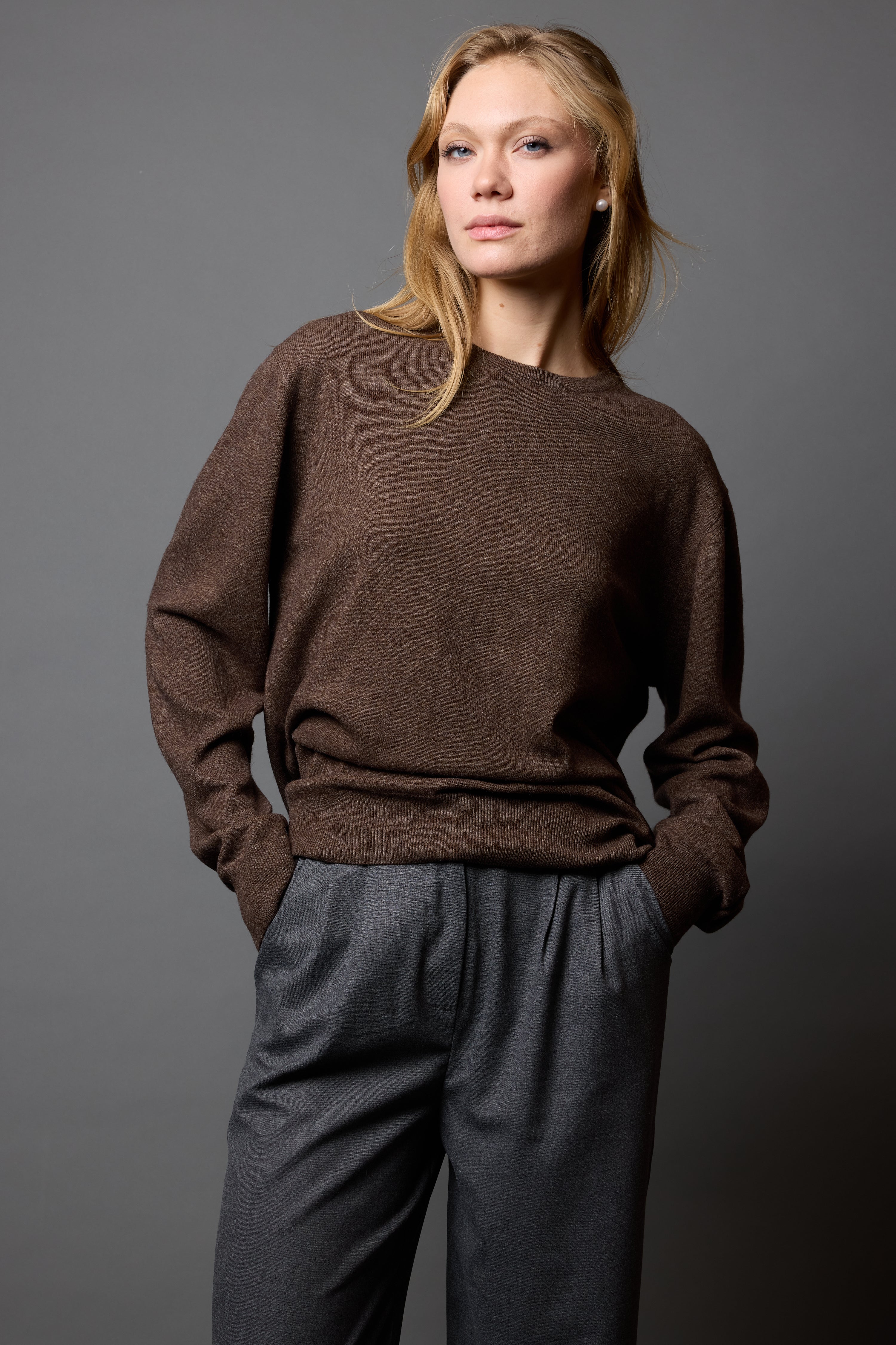 YÜN BİSİKLET YAKA UNISEX KAZAK MOCHA