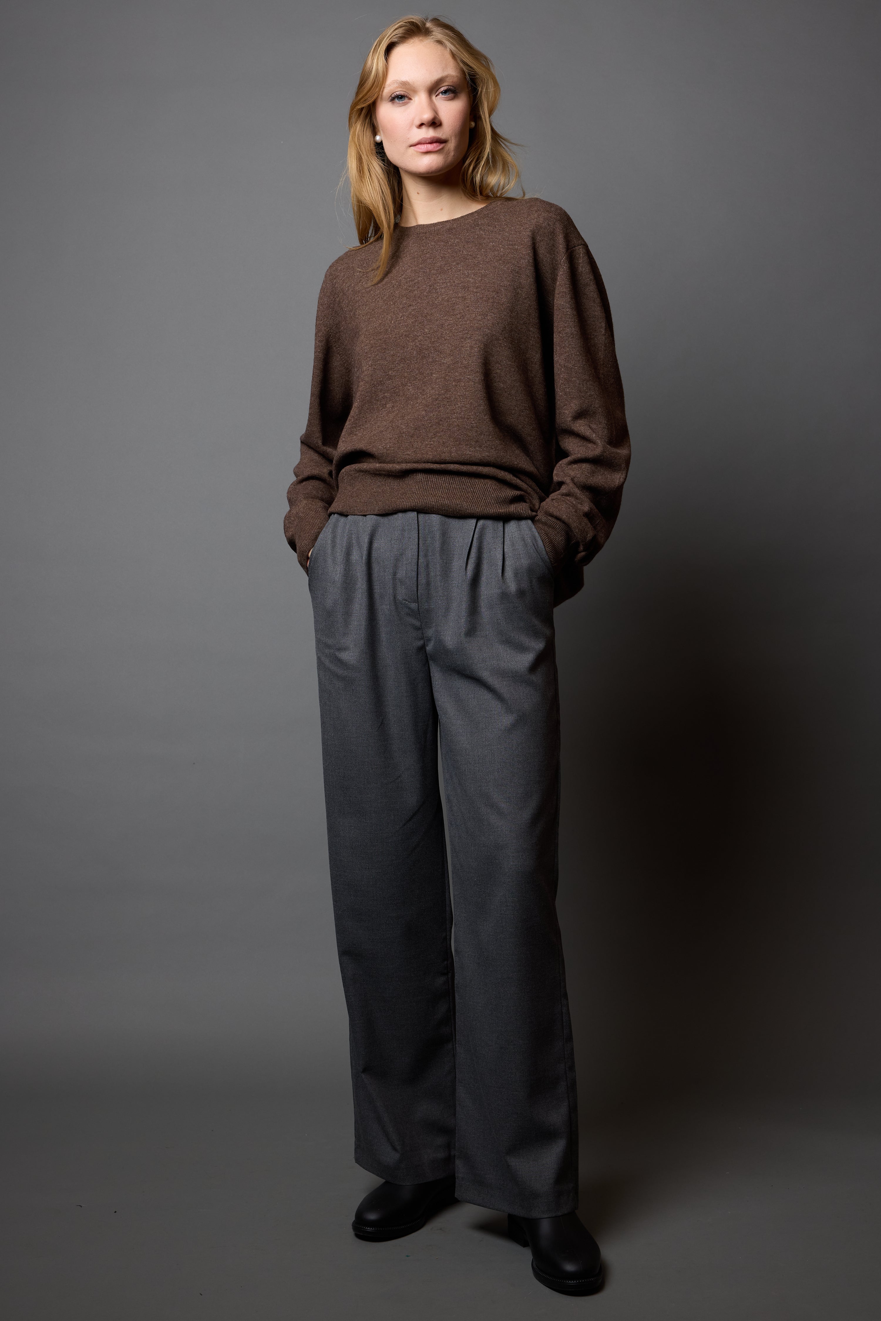 YÜN BİSİKLET YAKA UNISEX KAZAK MOCHA