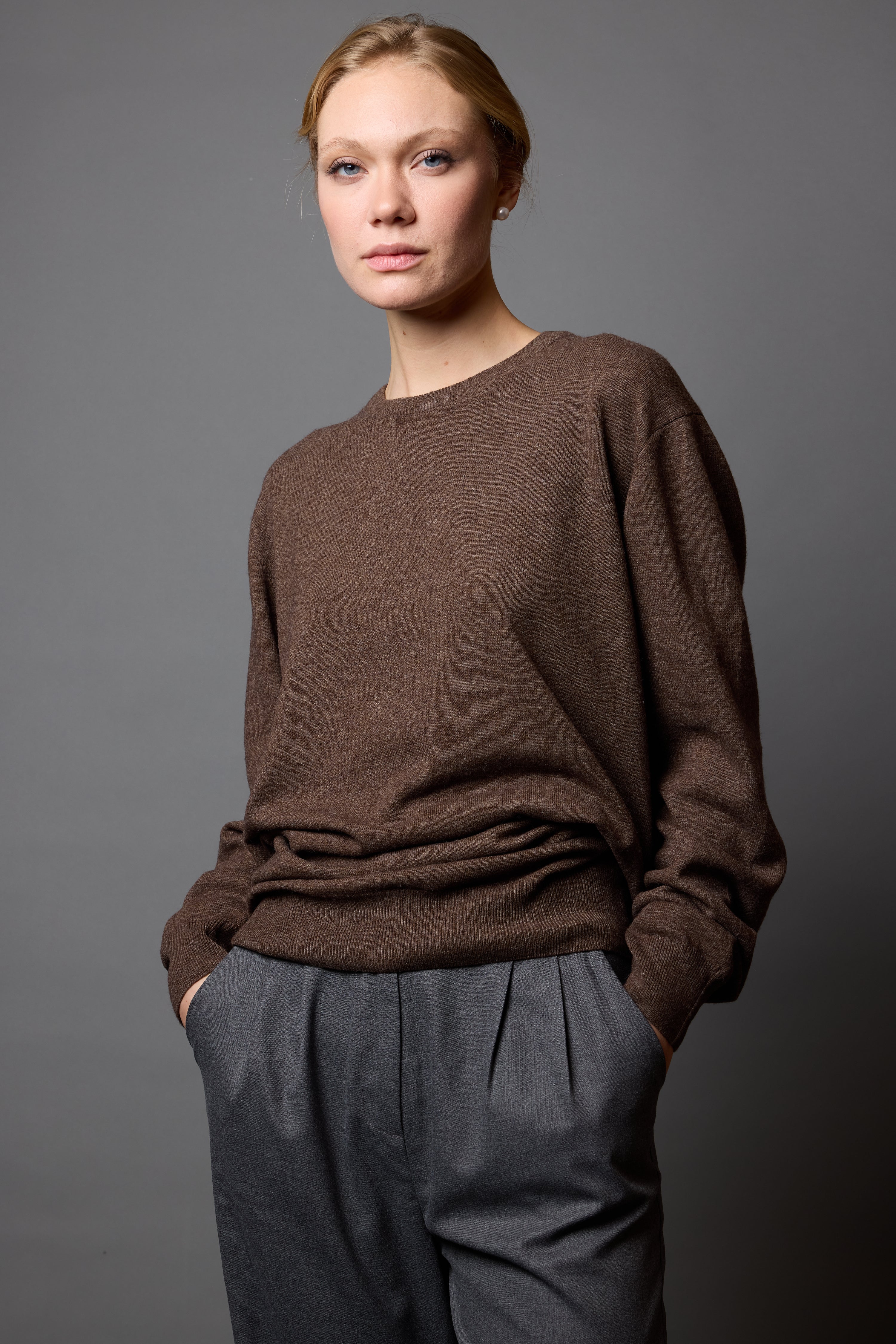 YÜN BİSİKLET YAKA UNISEX KAZAK MOCHA