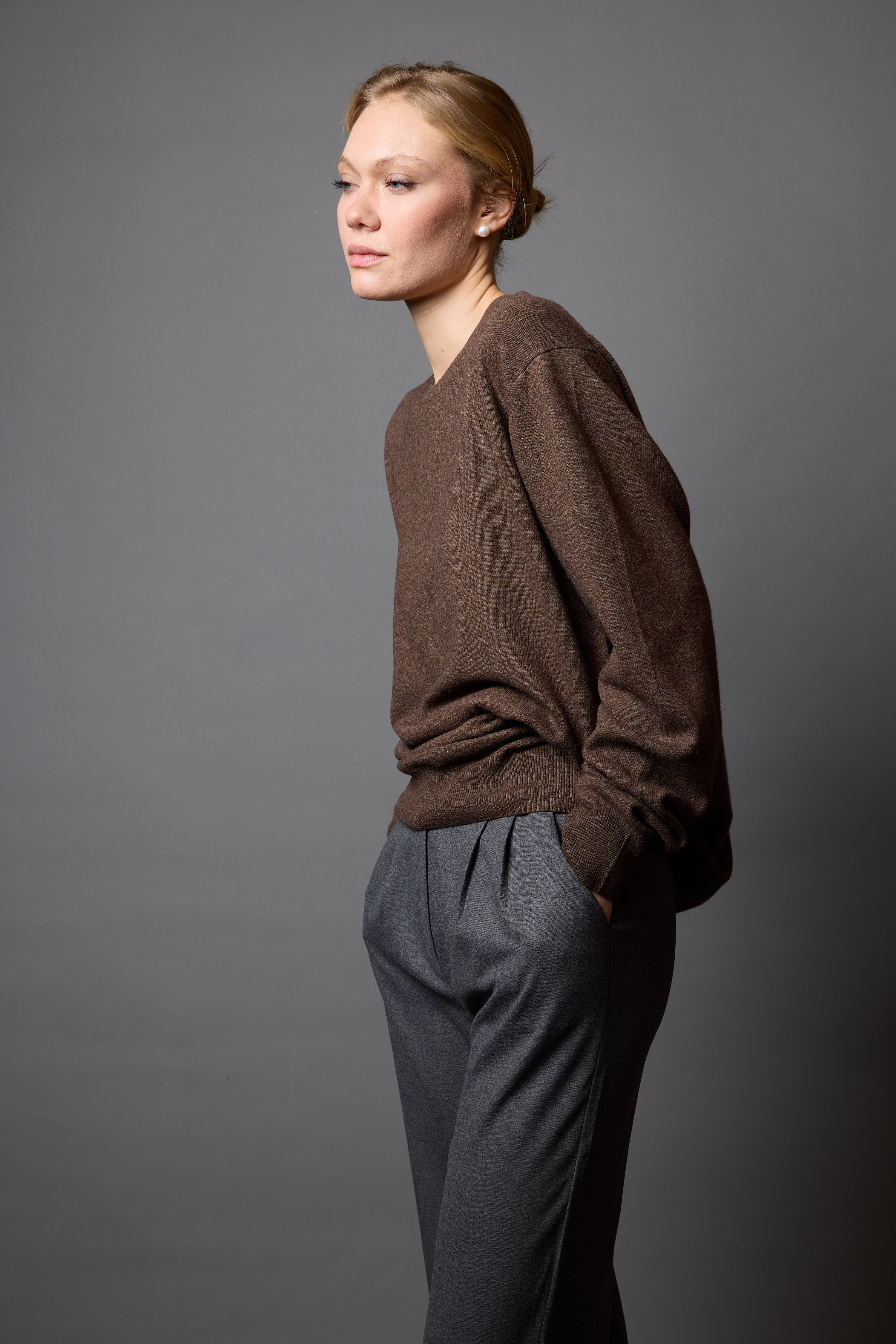 YÜN BİSİKLET YAKA UNISEX KAZAK MOCHA