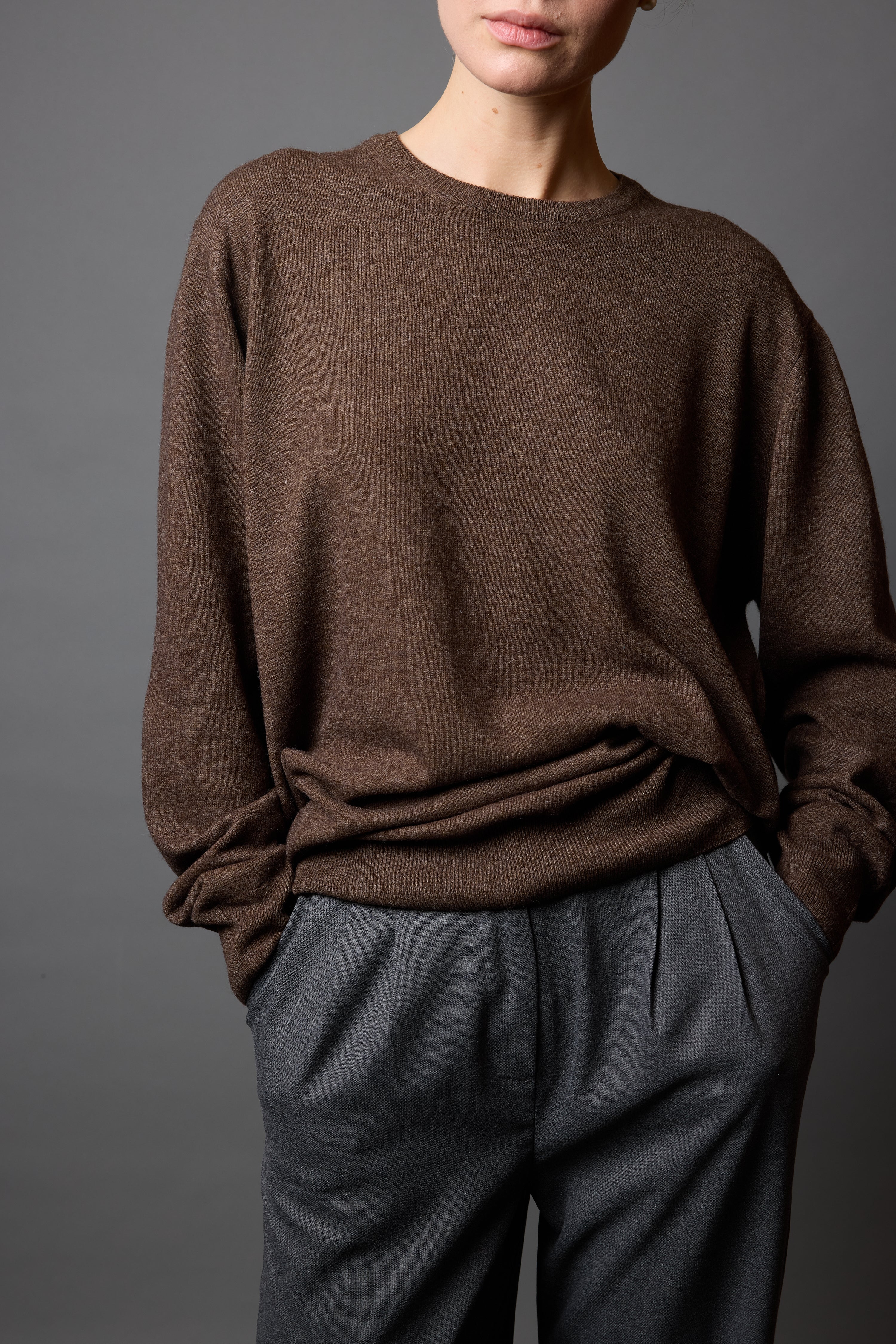 YÜN BİSİKLET YAKA UNISEX KAZAK MOCHA