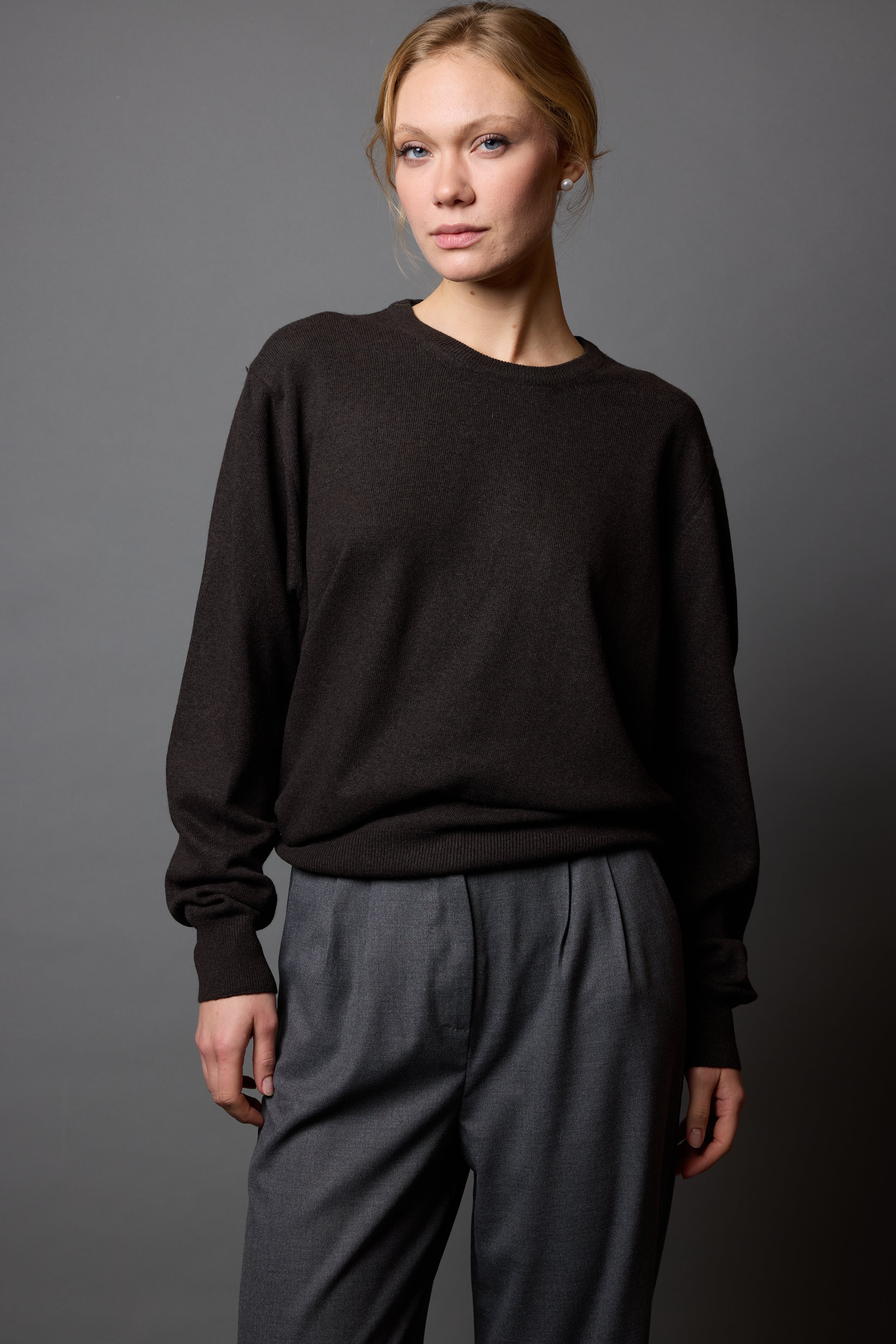 YÜN BİSİKLET YAKA UNISEX KAZAK BROWN