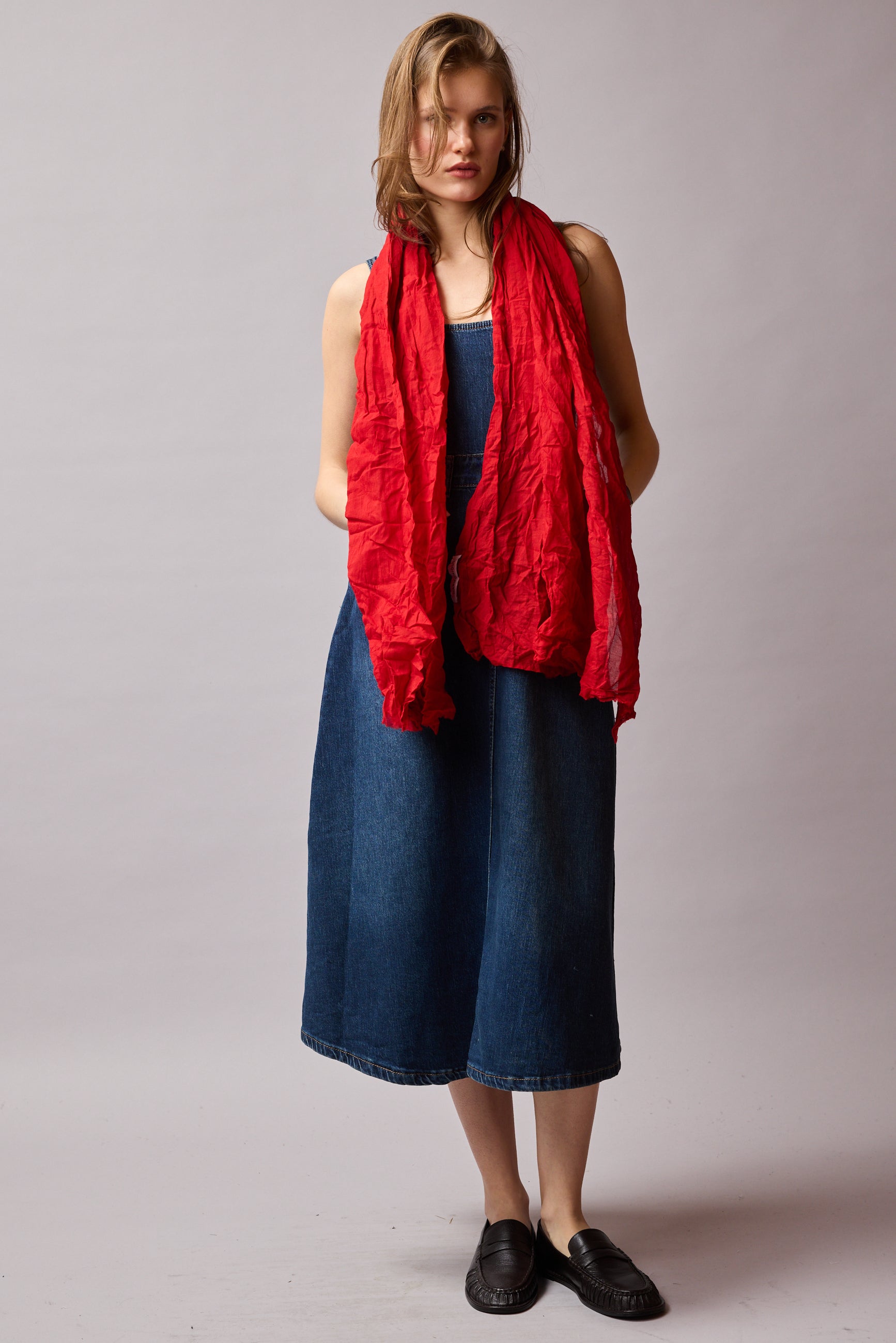 Christmas Red Organik Pamuk Handmade Şal