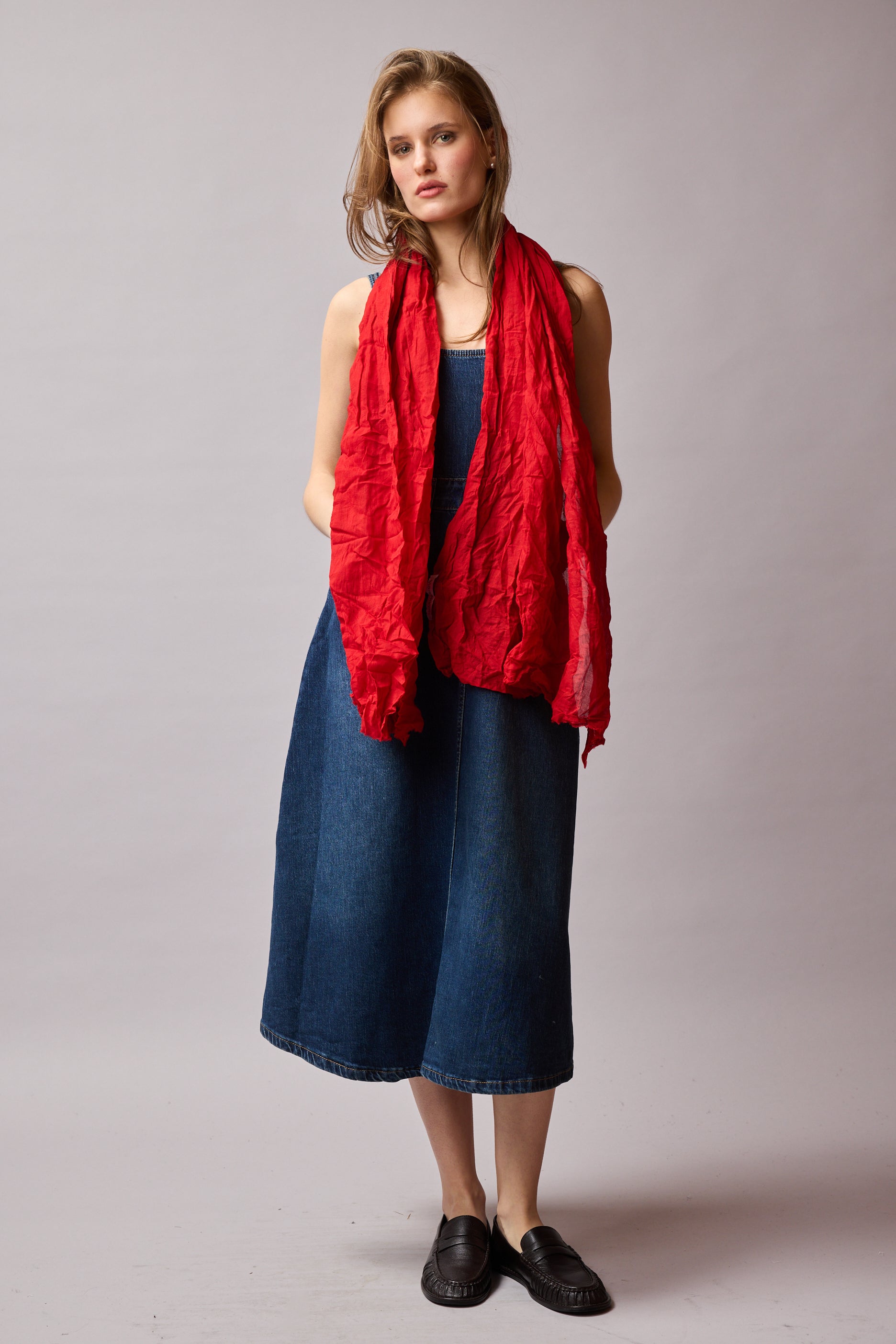 Christmas Red Organik Pamuk Handmade Şal