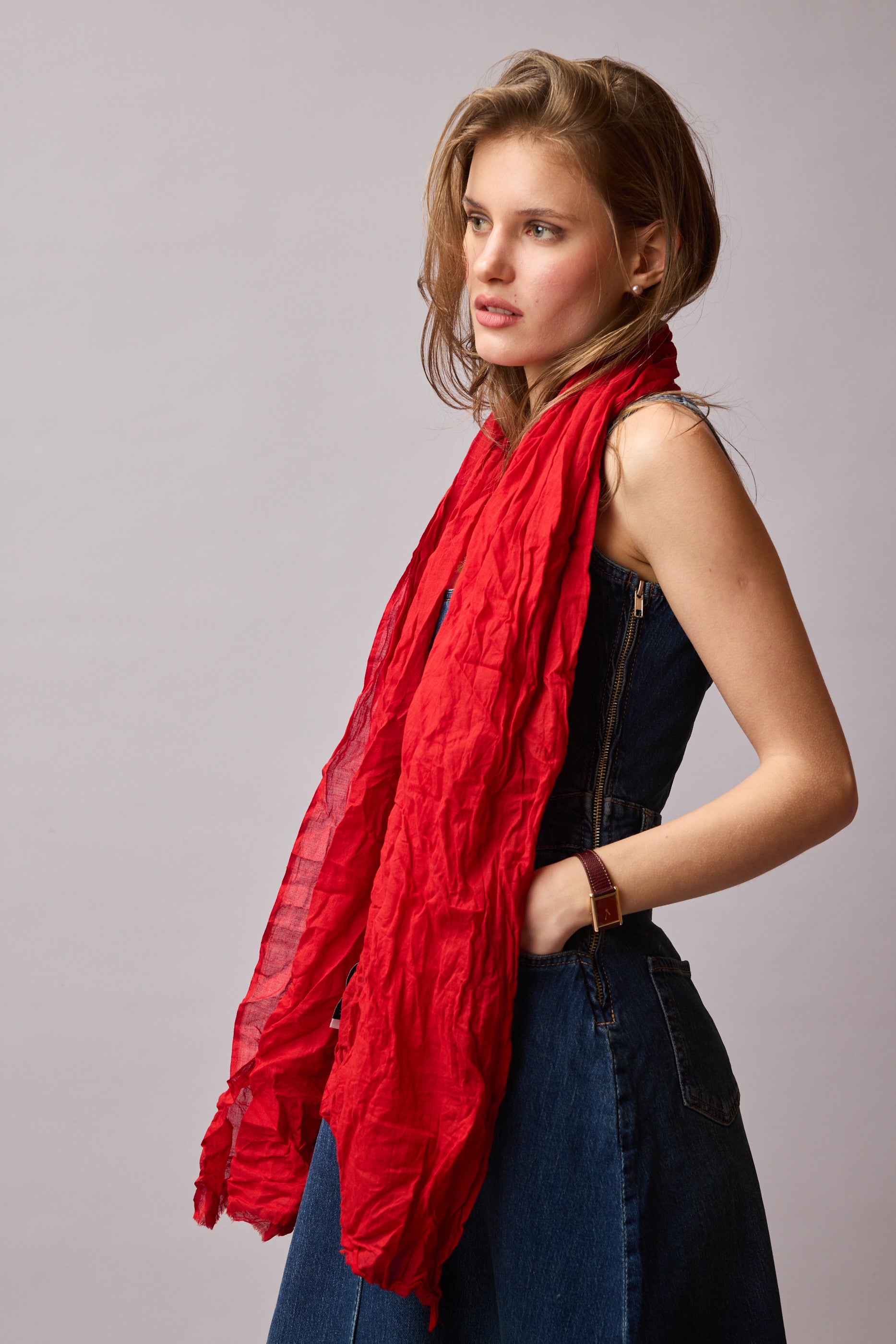 Christmas Red Organik Pamuk Handmade Şal