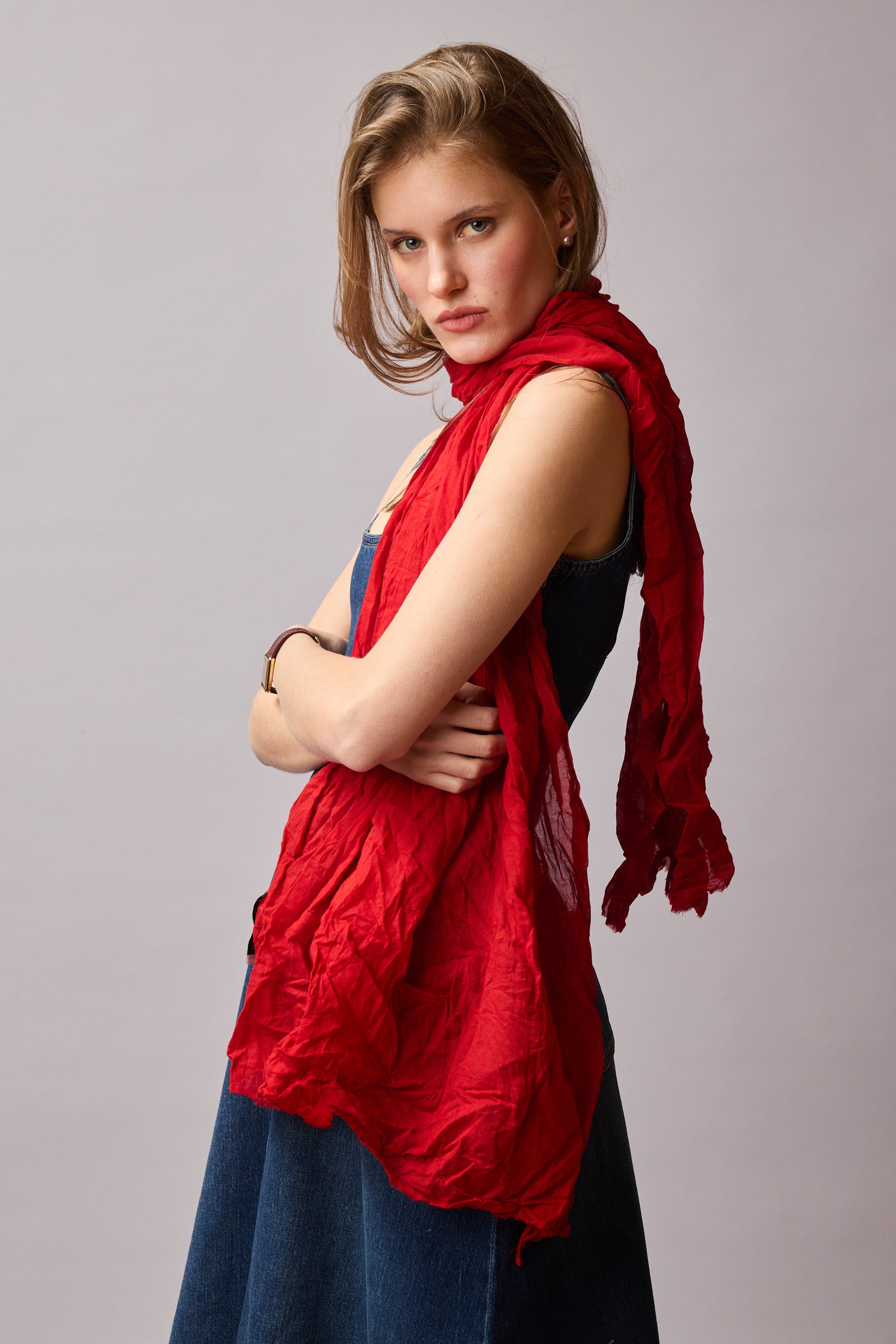 Christmas Red Organik Pamuk Handmade Şal