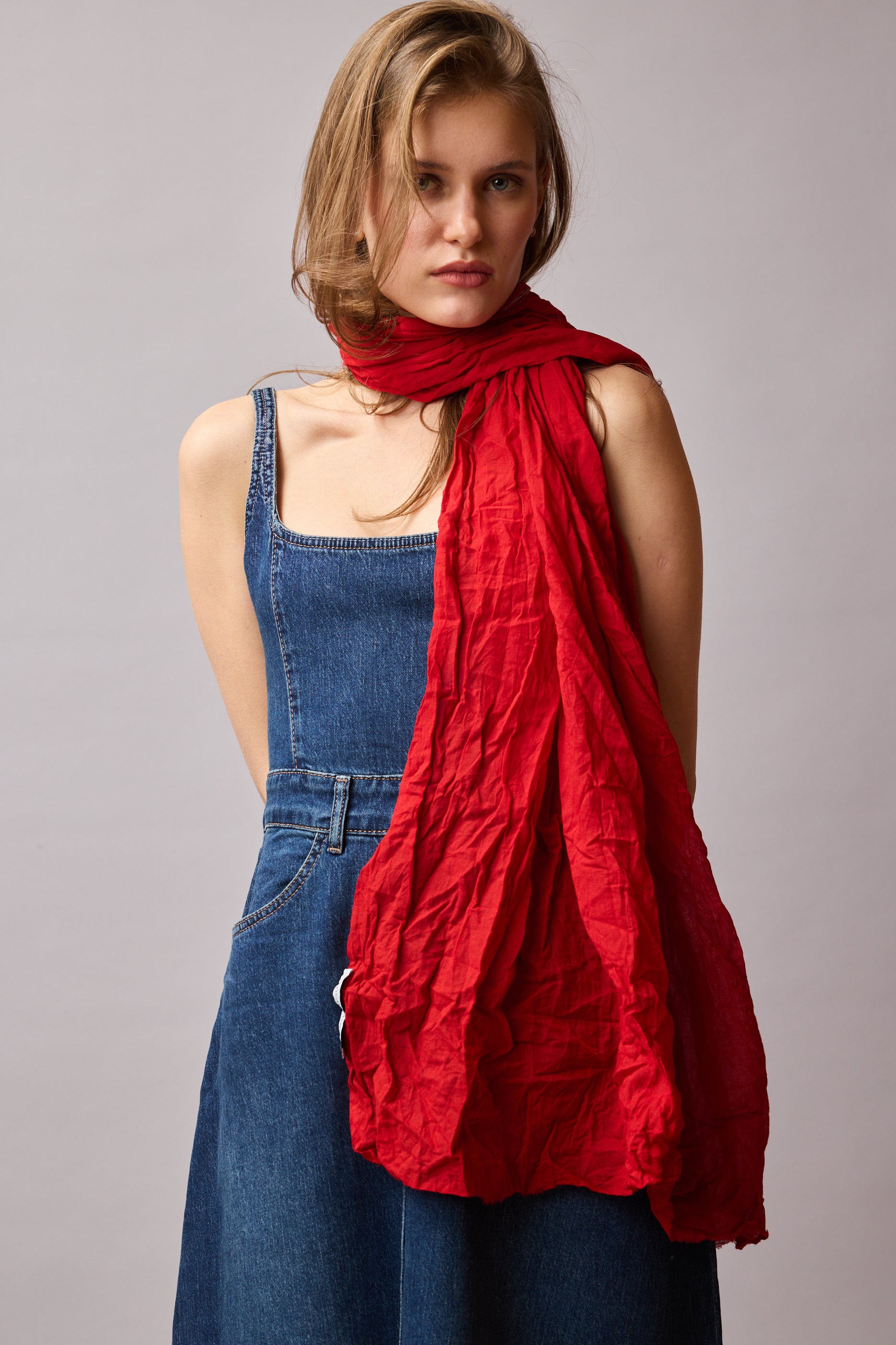 Christmas Red Organik Pamuk Handmade Şal