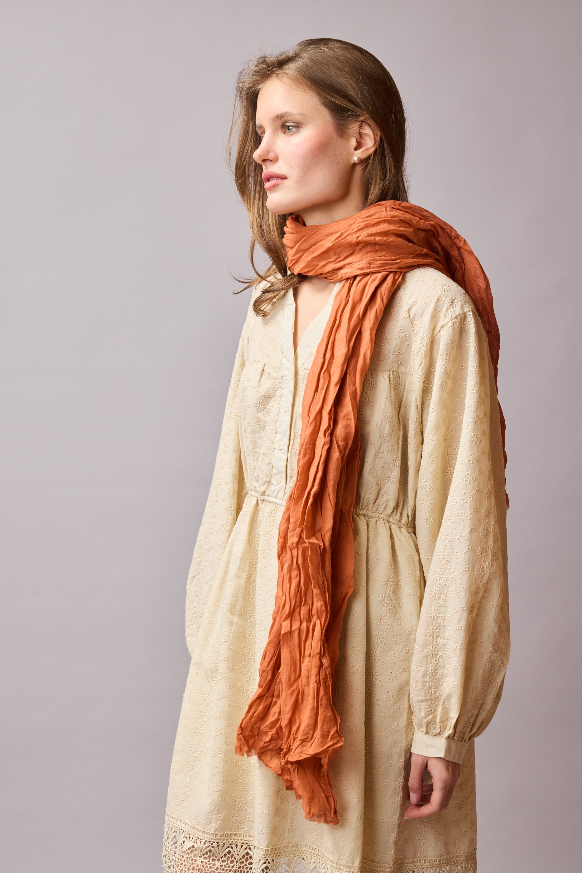 Orange Blossom Organik Pamuk Handmade Şal