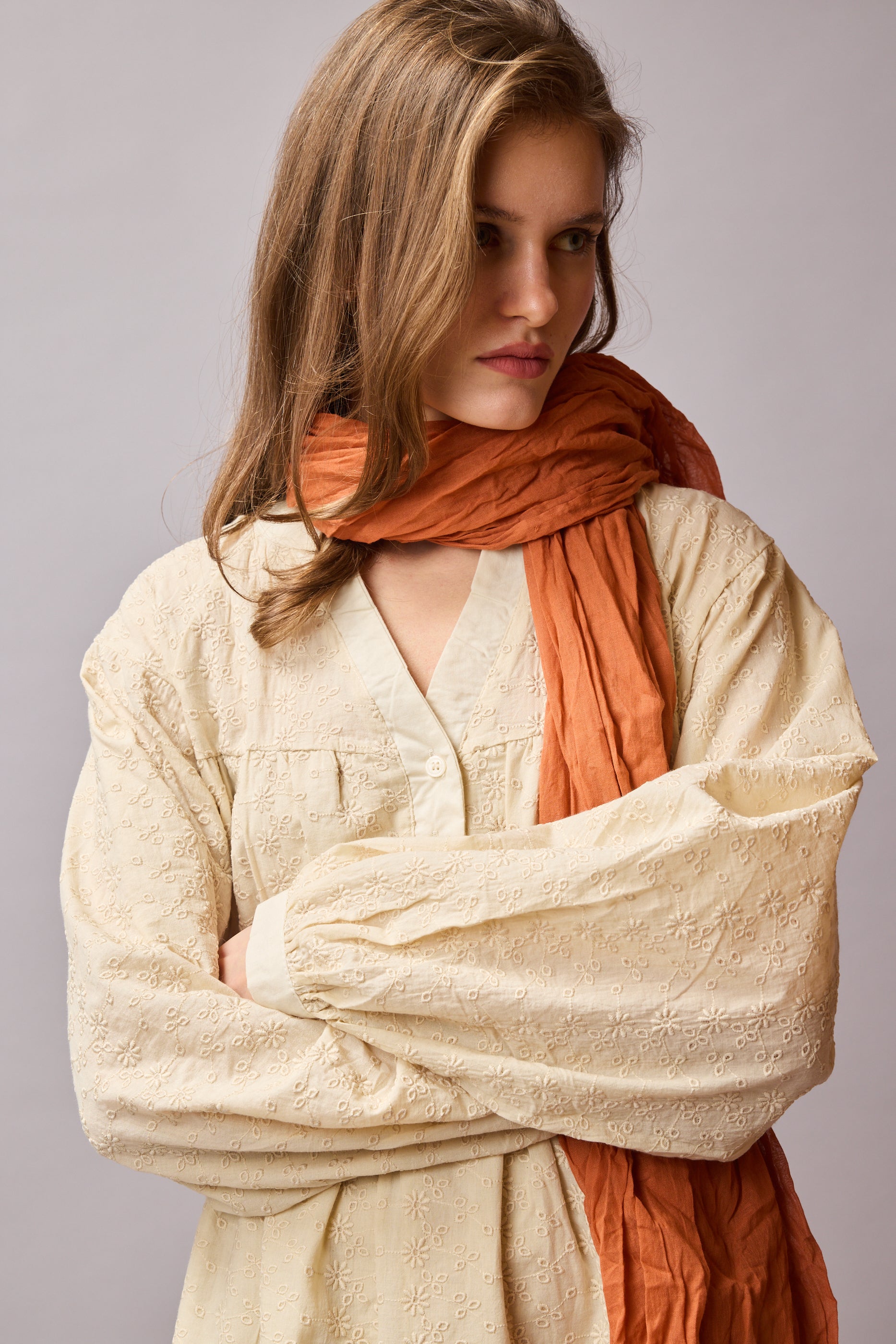 Orange Blossom Organik Pamuk Handmade Şal