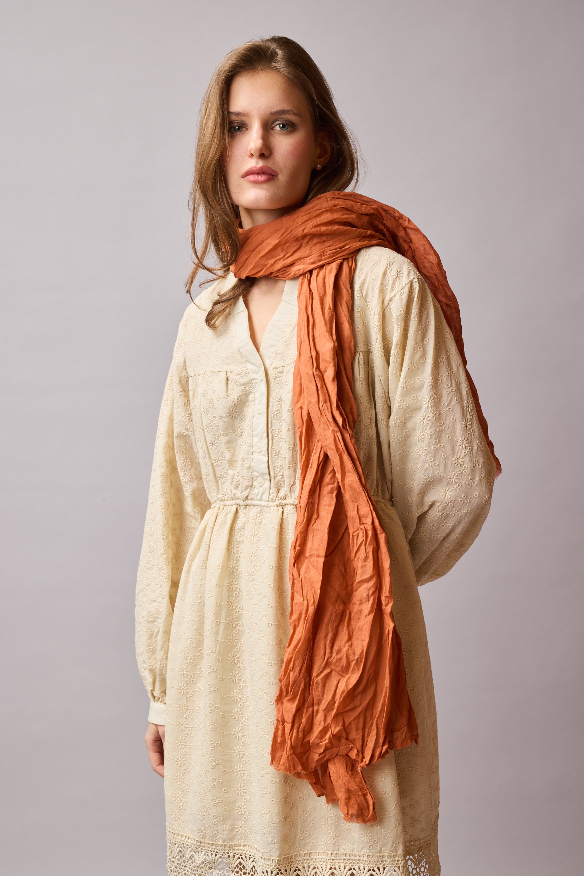 Orange Blossom Organik Pamuk Handmade Şal