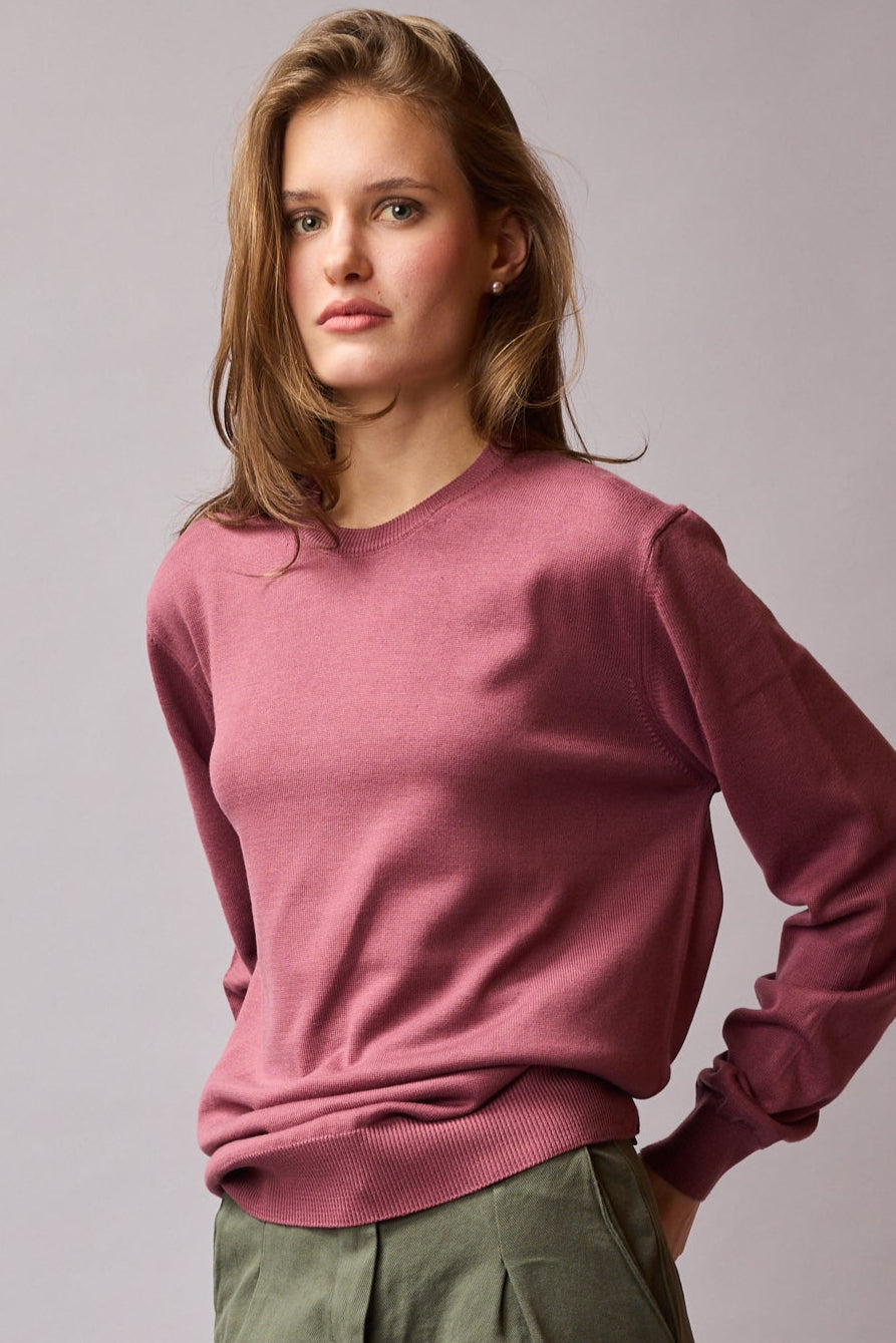 PAMUK BİSİKLET YAKA UNISEX KAZAK ROSE