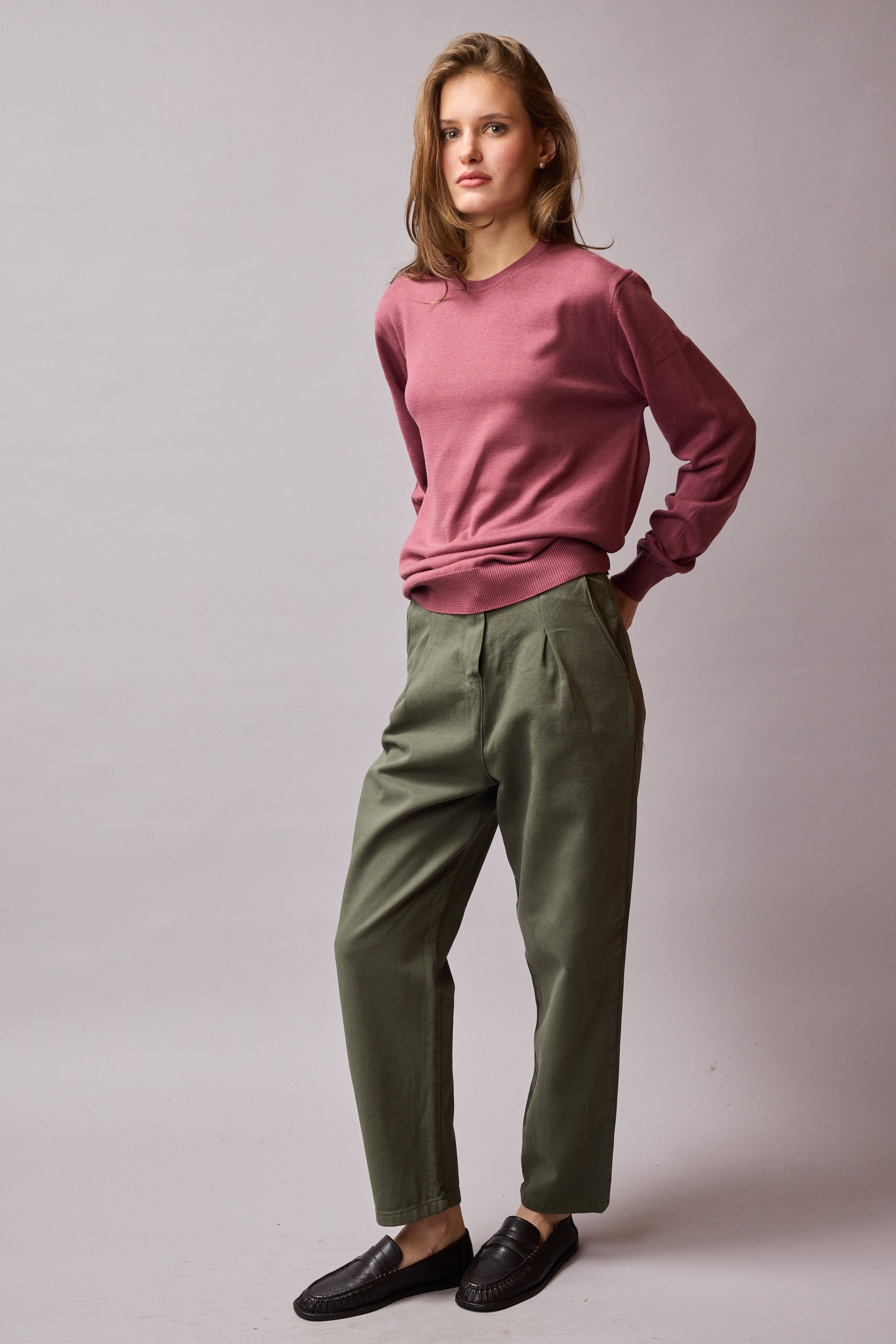 PAMUK BİSİKLET YAKA UNISEX KAZAK ROSE