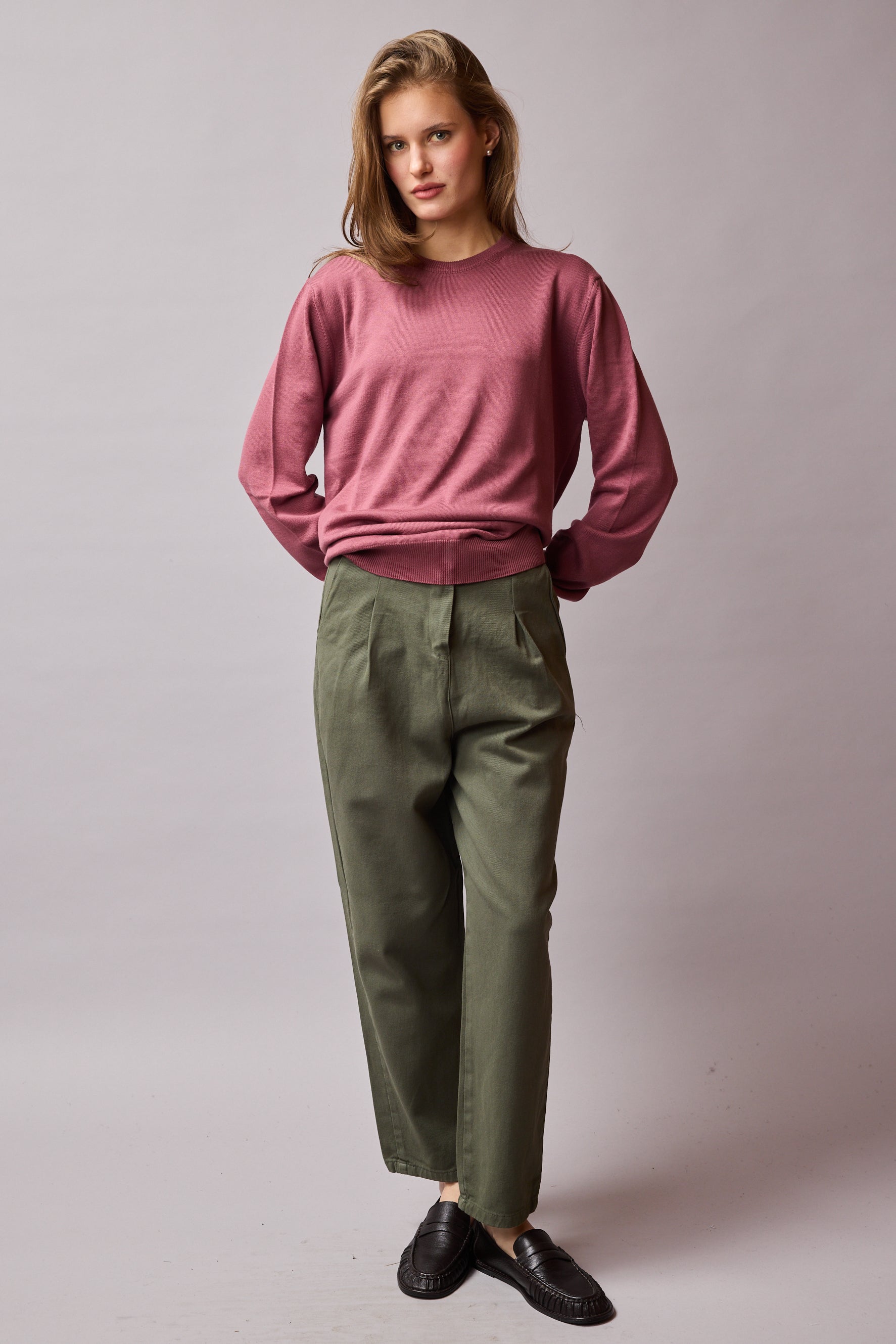 PAMUK BİSİKLET YAKA UNISEX KAZAK ROSE