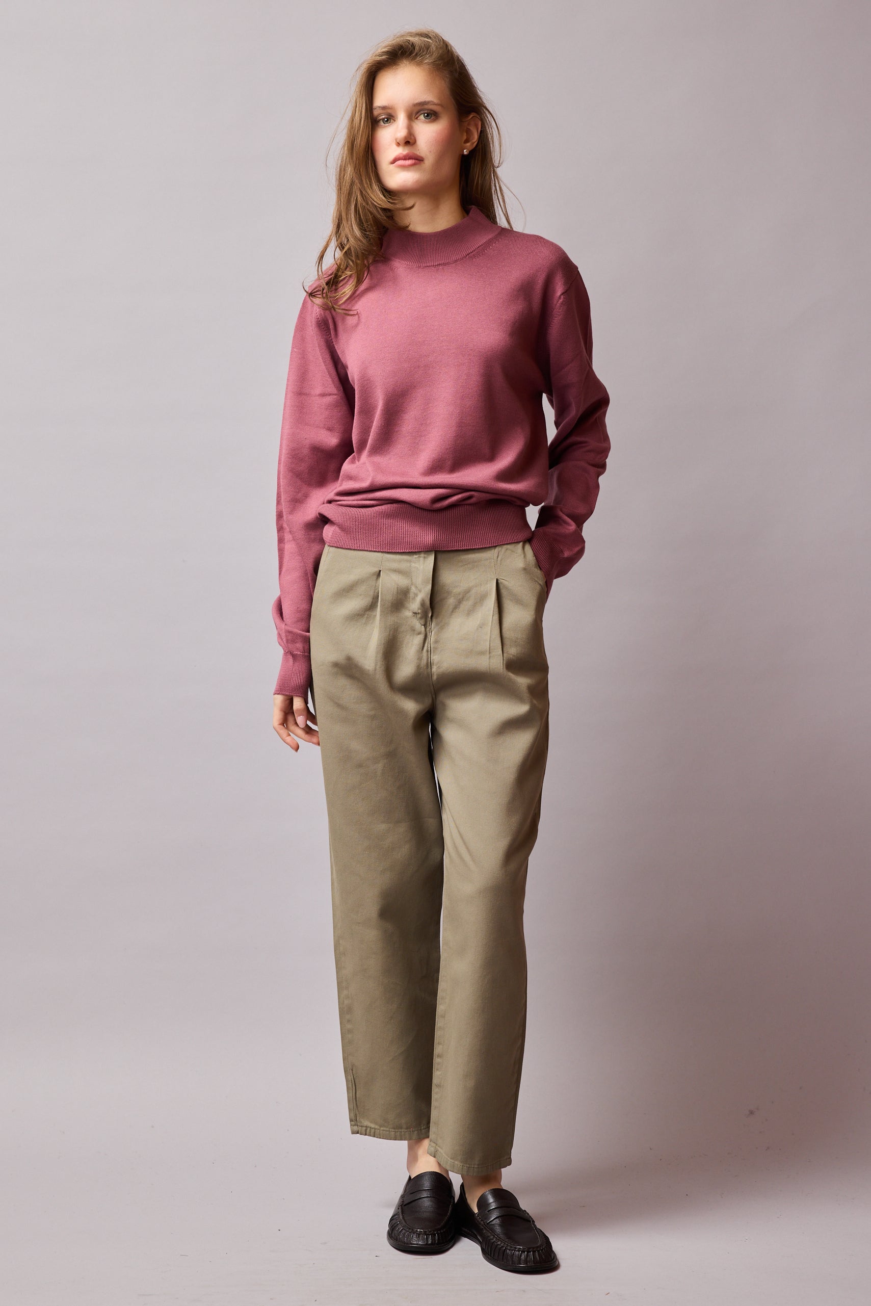 COTTON PENSLİ CARROT FIT PANTOLON VINTAGE GREEN