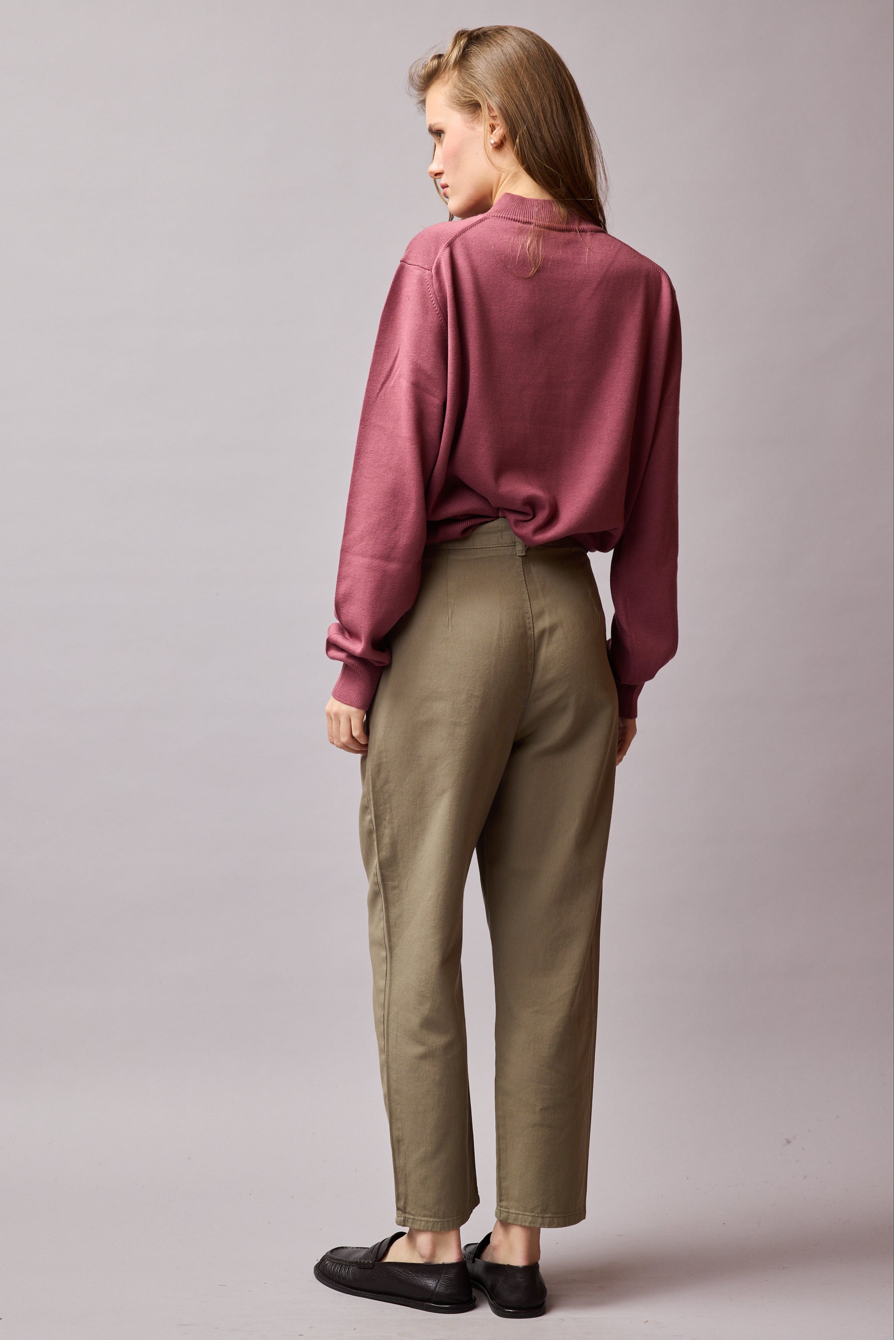COTTON PENSLİ CARROT FIT PANTOLON VINTAGE GREEN