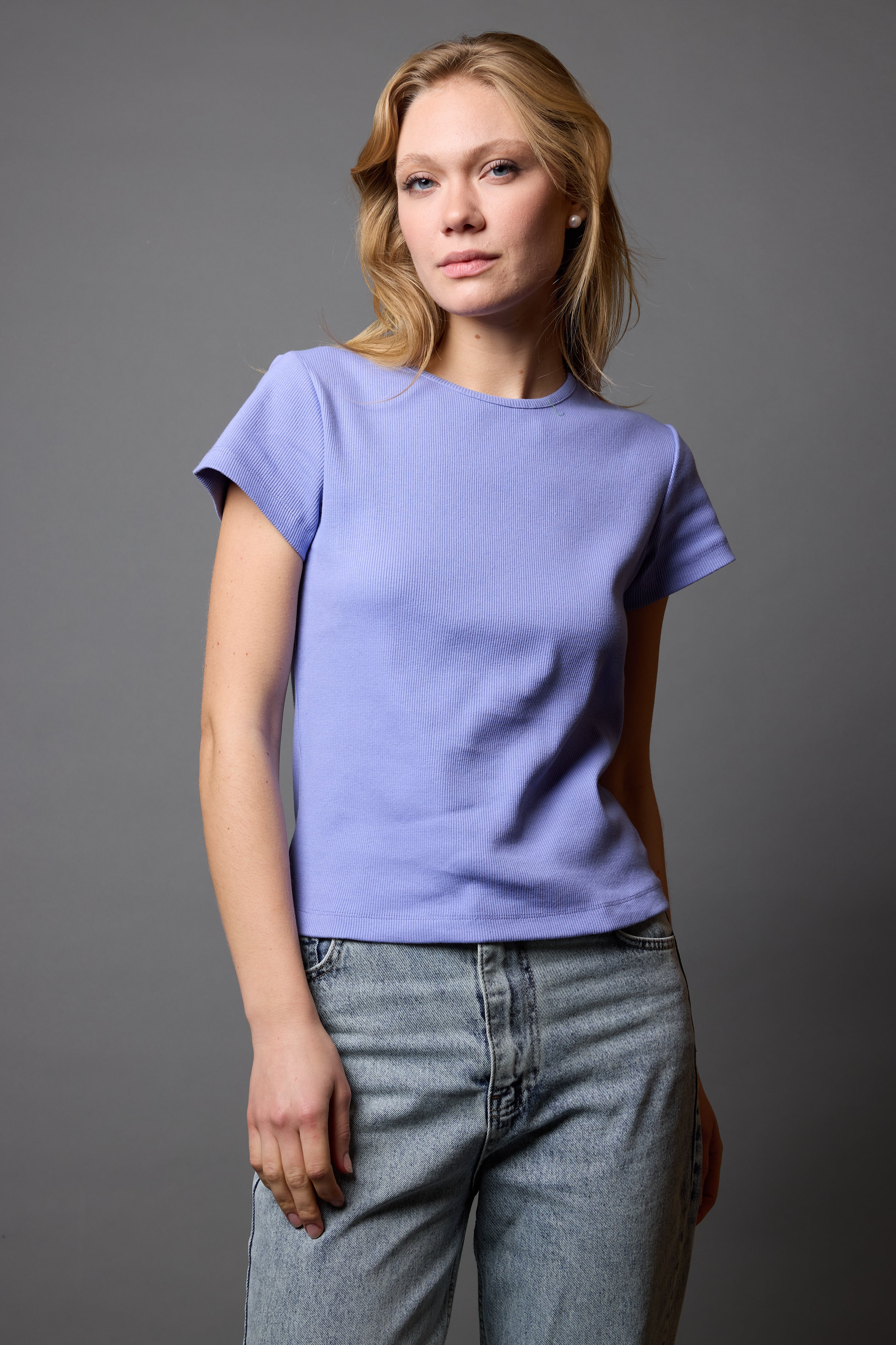 FİTİLLİ KISA KOLLU PAMUK T-SHIRT MULBERRY